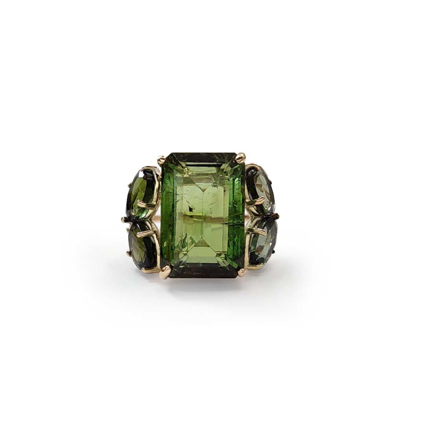 Edelstein 14k Gold Ring Certified Turmalin Diamant  Cocktail-Ring (Zeitgenössisch)