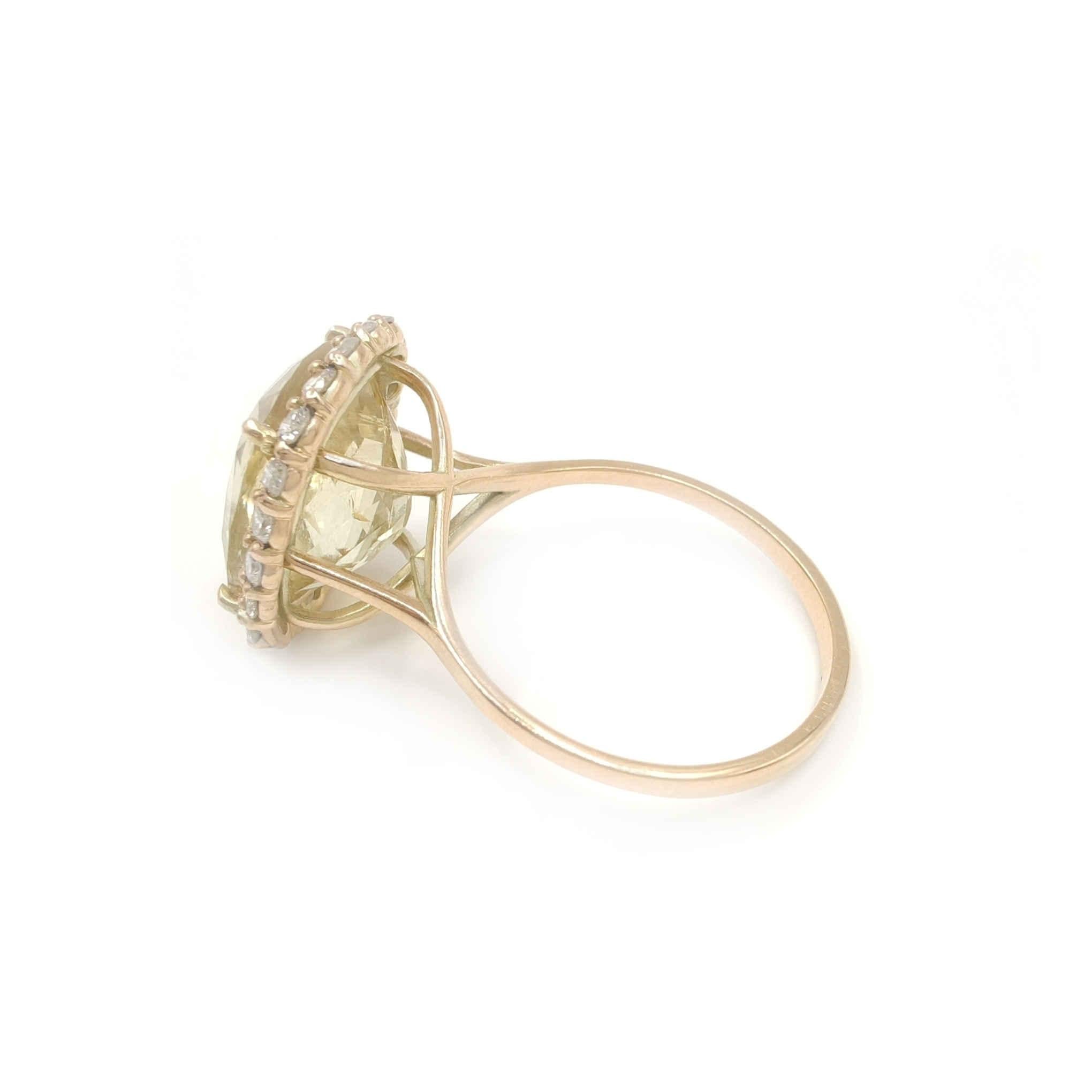 Gemstone 14k gold ring  Certified Tourmaline Diamond Gemstone Halo Cocktail ring In New Condition In Sant Josep de sa Talaia, IB