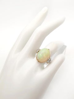 Echter Opal Edelstein 14k Gold Damenring - Zertifizierter Opal Cocktail Ring