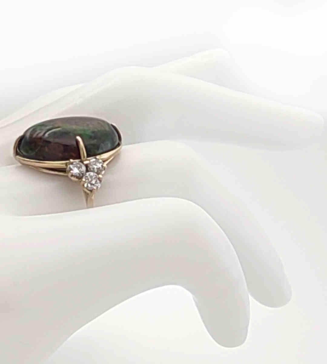 14k Gold Ring with Opal and Diamond - Special Gift for Her - Gemstone Jewelry For Sale 5