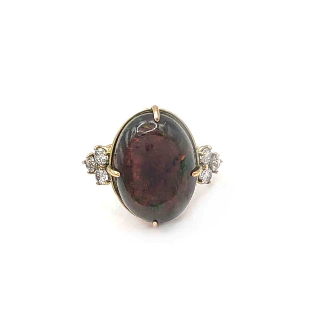 Bague en or 14k avec opale et diamant - Cadeau spécial pour elle - Bijoux en pierres précieuses 1