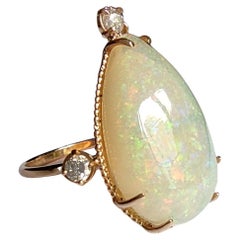 Gemstone 14k gold ring Opal Diamonds ring Cocktail ring Certified gift for her