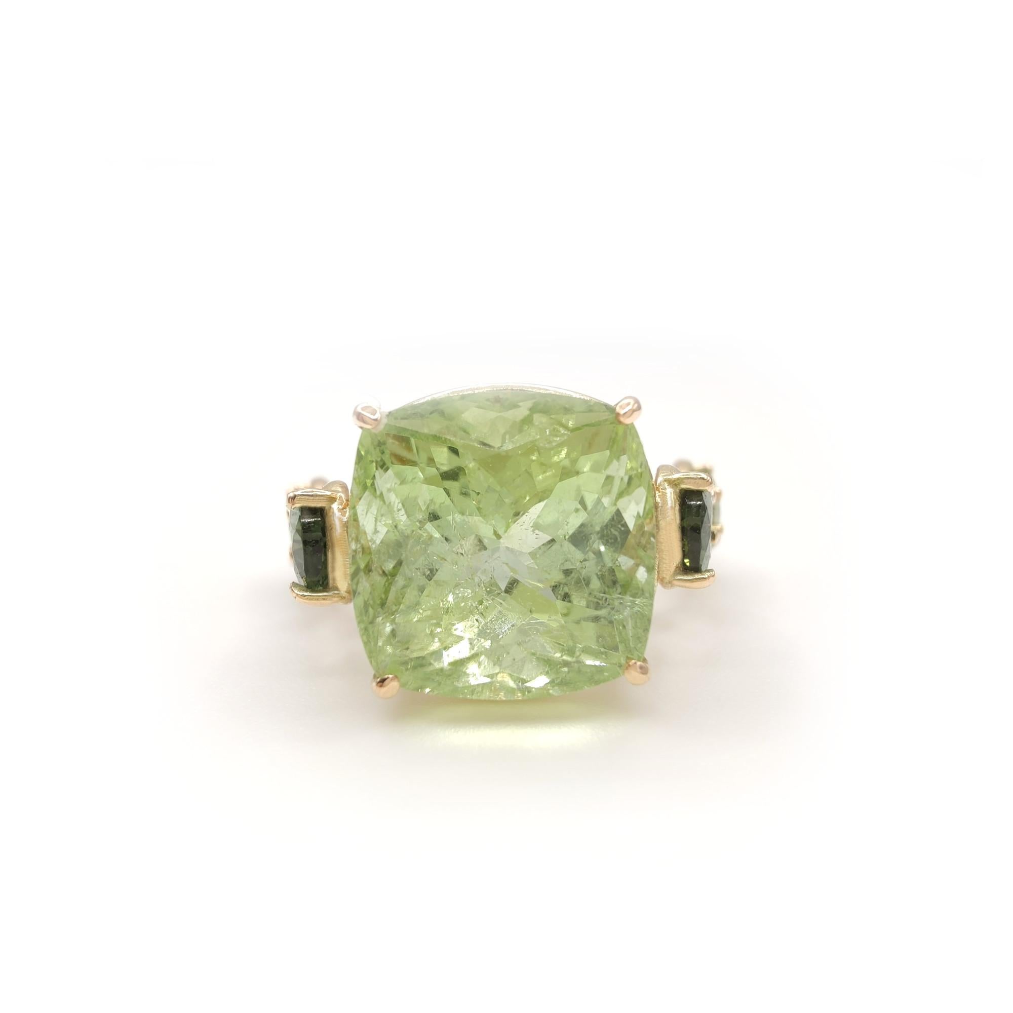 Gemstone 14k Gold Ring with Genuine green tourmaline and Diamonds ring for Women 3
