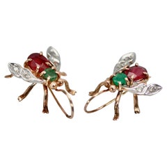 Gemstone 14K Yellow Gold Fly Earrings