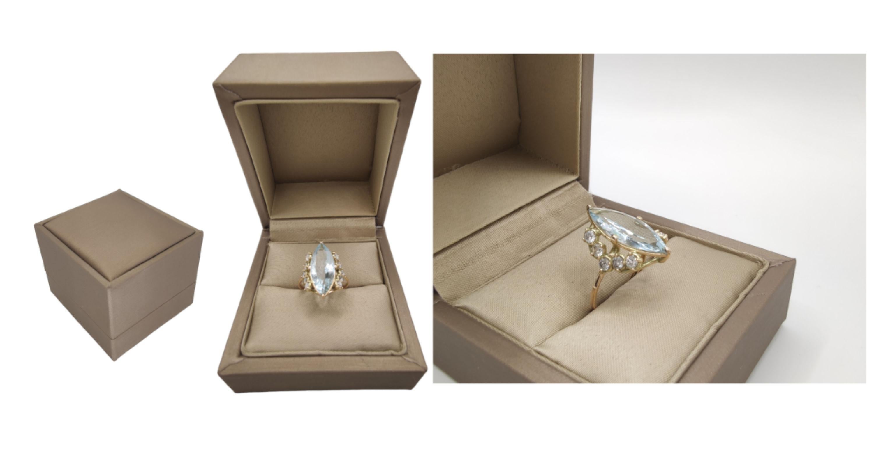Certified 3.60-Carat Aquamarine and 0.67-Carat Diamond Cocktail Ring in 14K Gold For Sale 6