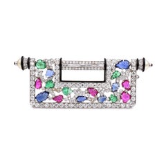 Gemstone and Diamond  Brooch