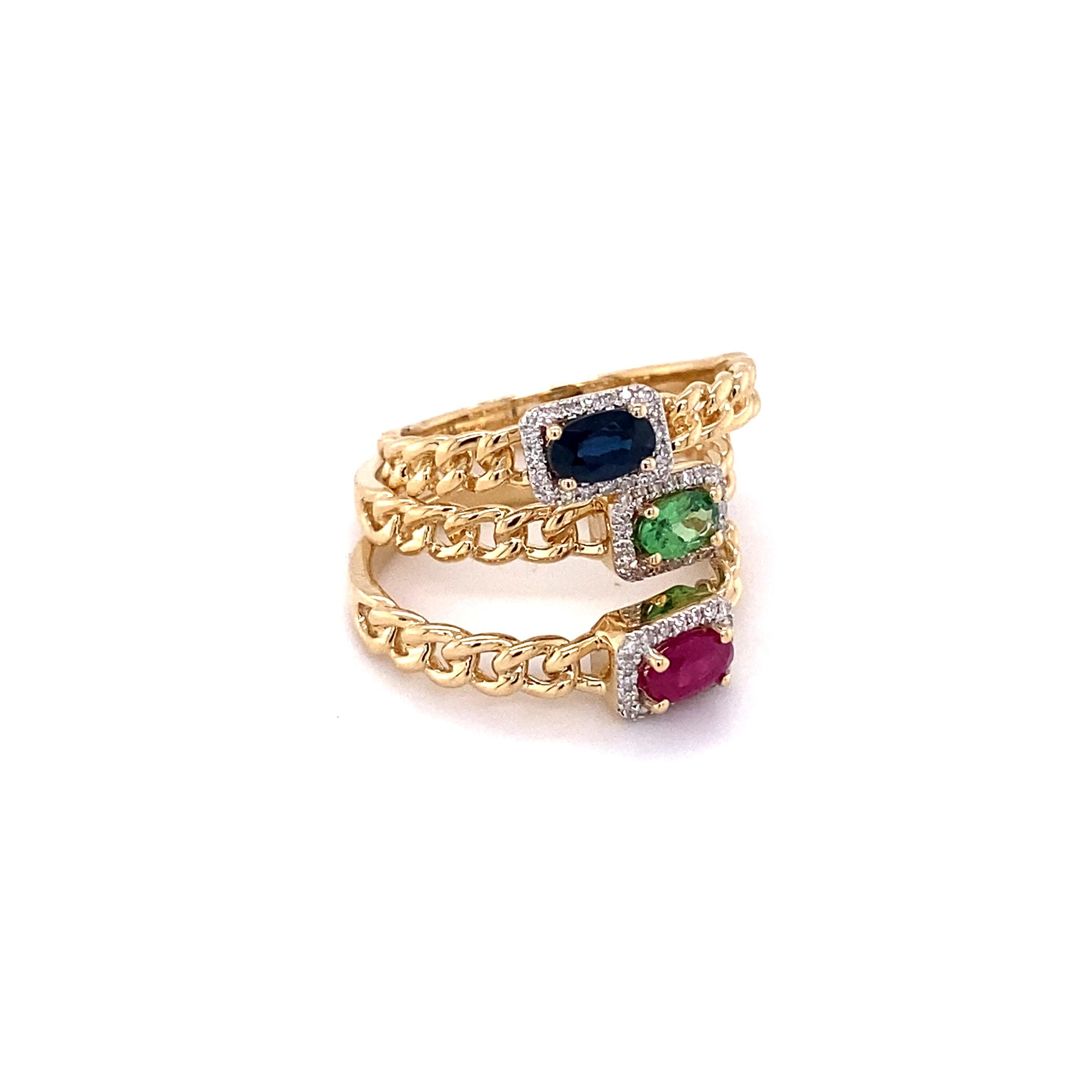 Edelstein und Diamant Solitär-Ring, natürlicher ovaler Kugelring, Kettenring im Angebot 8