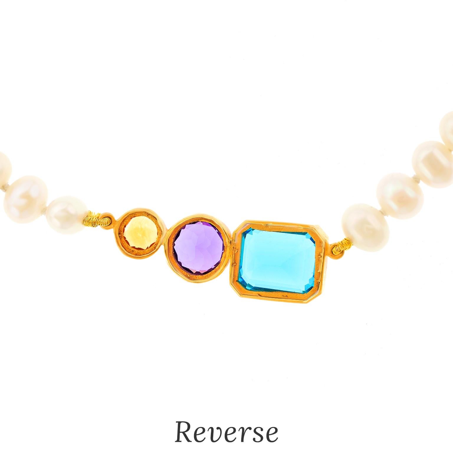 Gemstone and Pearl Neckalce For Sale 3