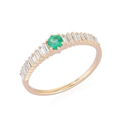 Gemstone Baguette 14K (or 18k upon request) Yellow Gold Emerald Solitaire Ring