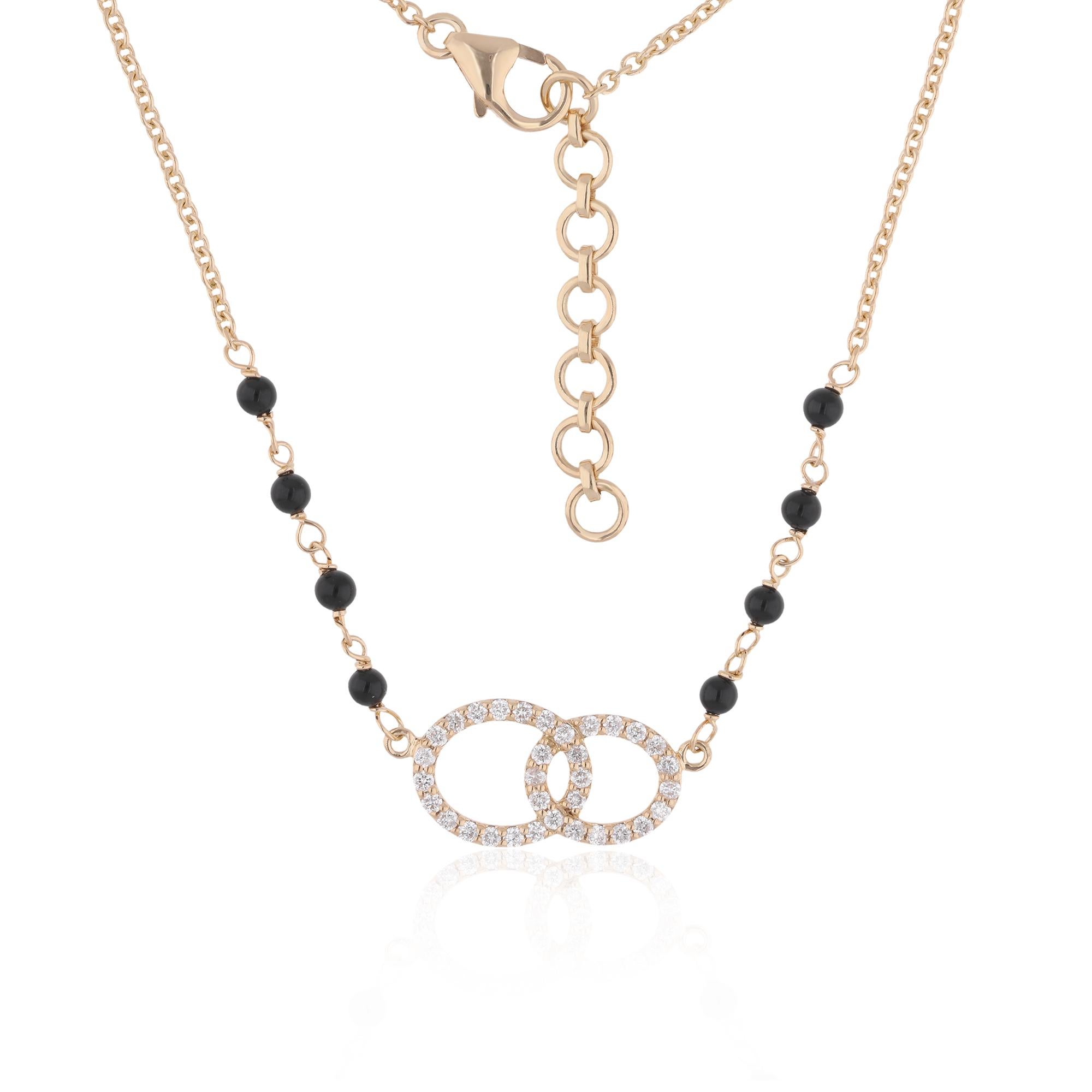 Edelstein Perlen Charme Halskette Diamant Pave 18 Karat Gelbgold Handmade Schmuck (Moderne) im Angebot
