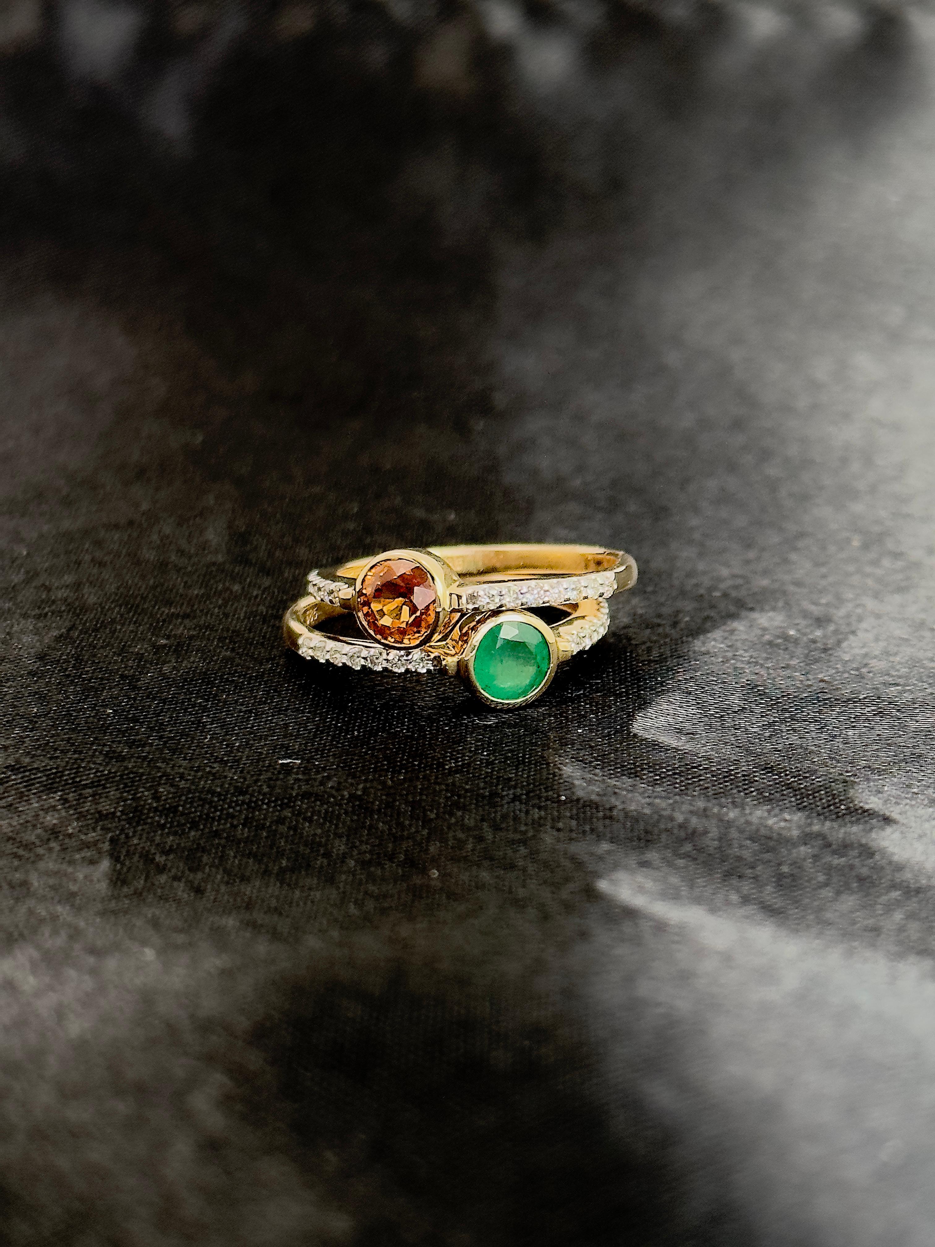 Adding to our brand new collection are the gemstone solitaire bezel set rings! One beautiful gemstone in the center, and small diamonds on both sides of the shank. Natural gemstones, natural diamonds, and 14k yellow gold make a great combination of