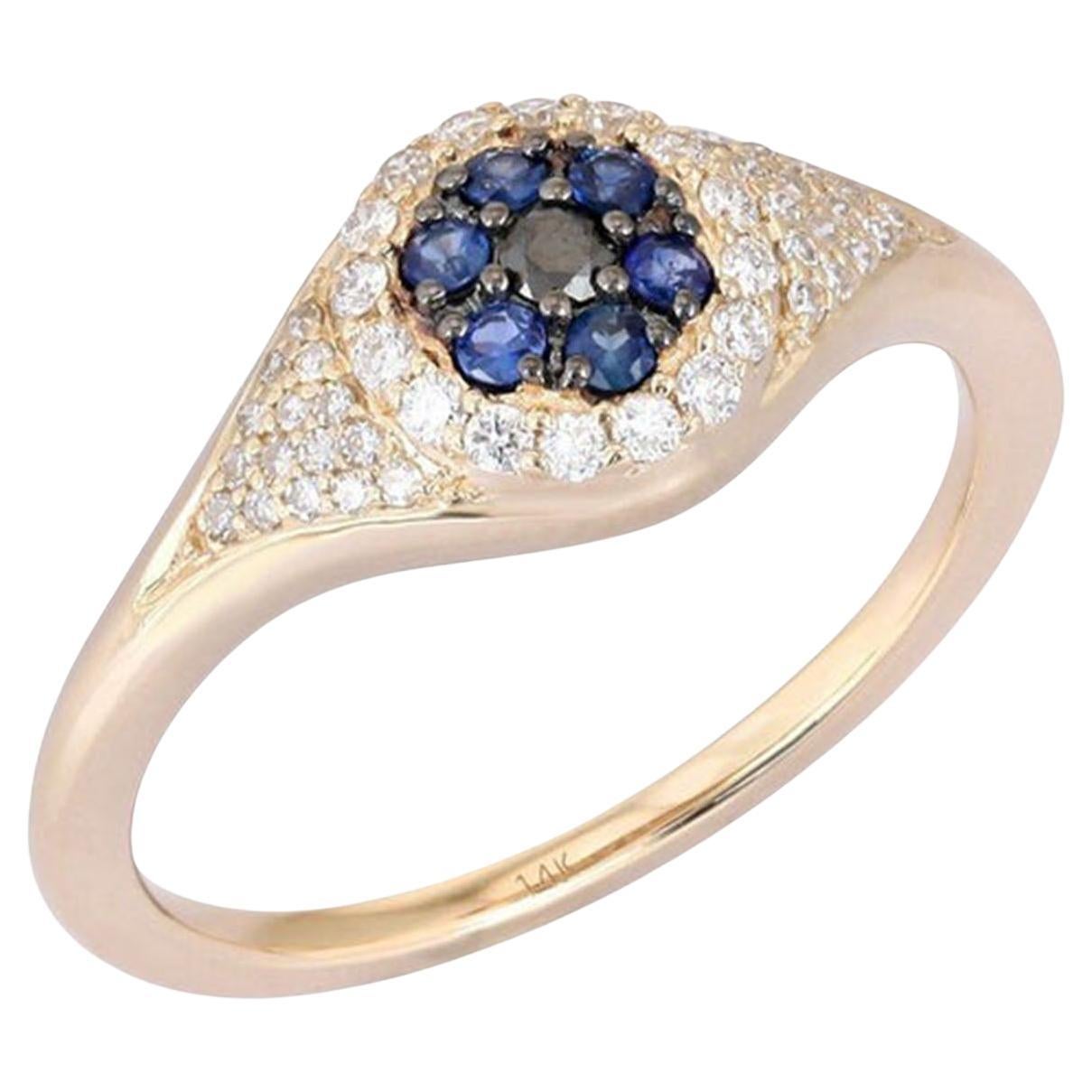 Gemstone Blue 14K (or 18k upon request) Yellow Gold Sapphire Signet Ring