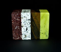 Gemstone Box Four Natural Stones Rare K3 Jasper Green Serpentine