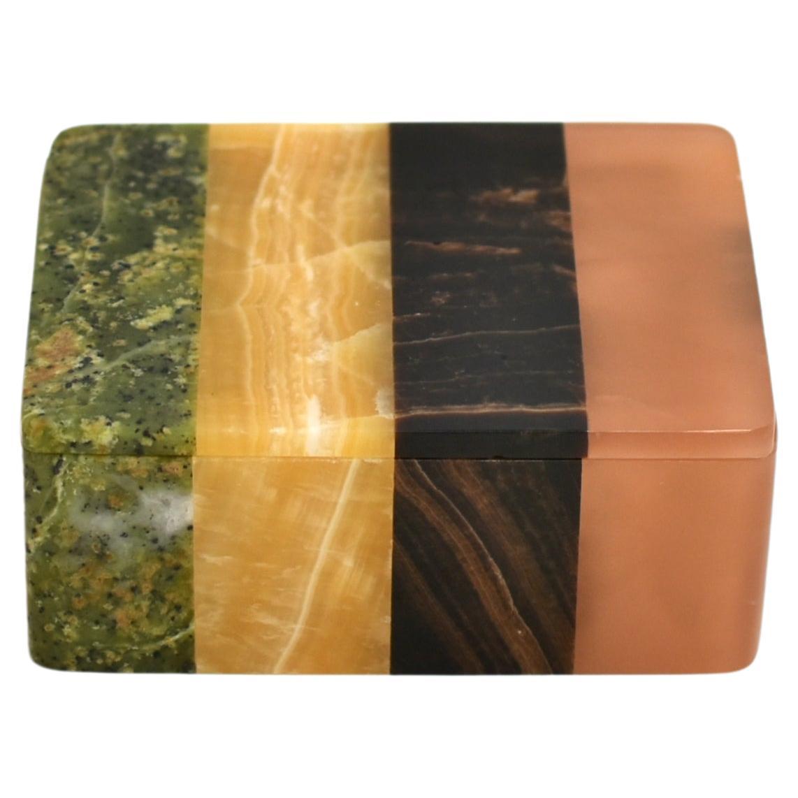 Natural Gemstone Box Four Seasons Finest Finish 4.25" For Sale