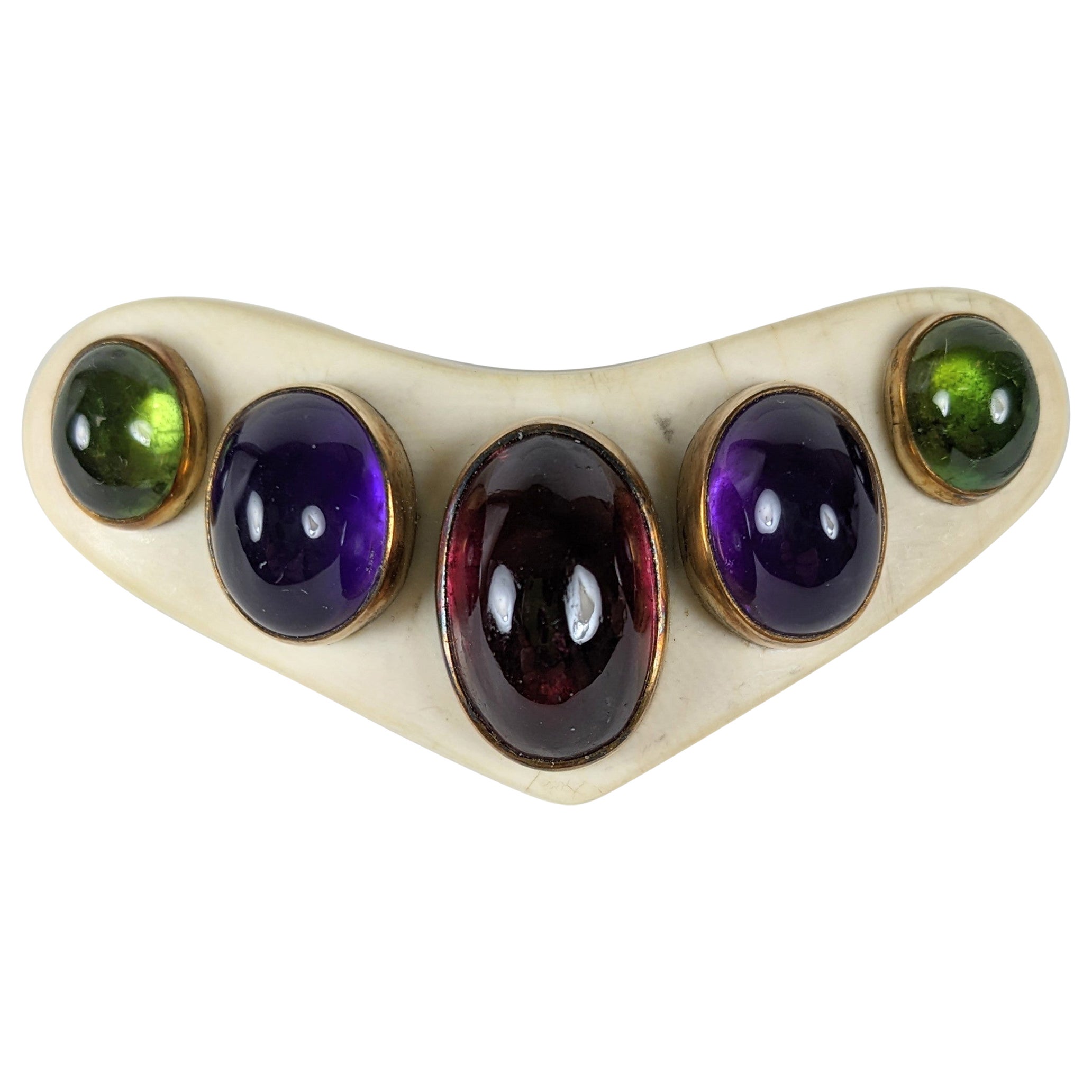 Edelstein-Cabochon Boomerang-Clip im Angebot