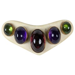 Edelstein-Cabochon Boomerang-Clip