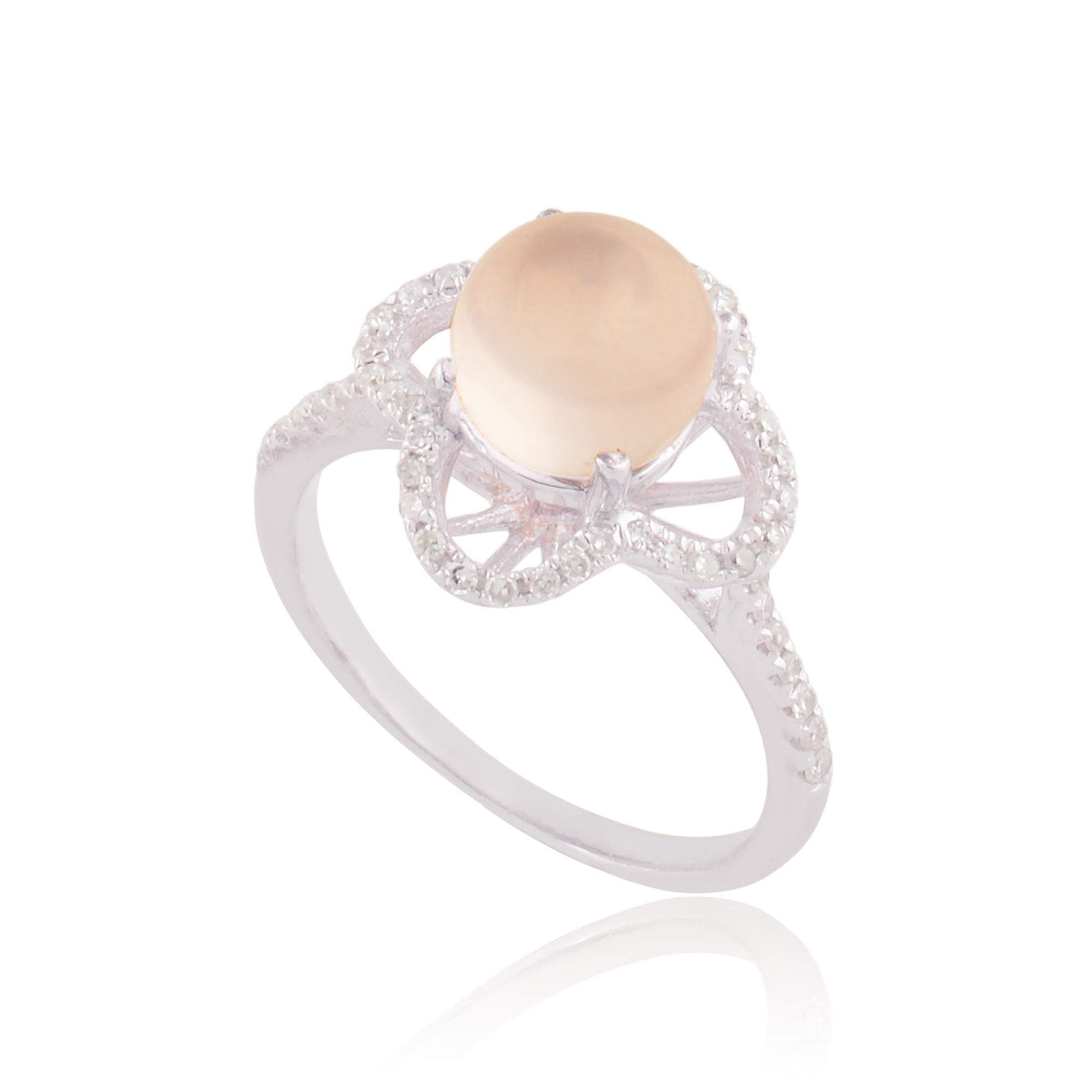 Modern Gemstone Clover Stud Earrings Diamond Pave Ring Pendant Necklace 18 Karat Gold For Sale