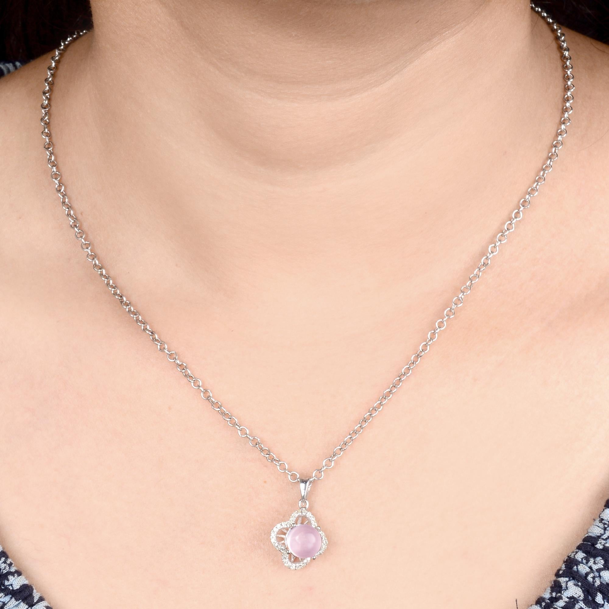 Gemstone Clover Stud Earrings Diamond Pave Ring Pendant Necklace 18 Karat Gold For Sale 1