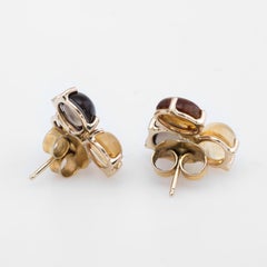 Gemstone Cluster Earrings Vintage 14k Yellow Gold Citrine Quartz Estate Jewelry