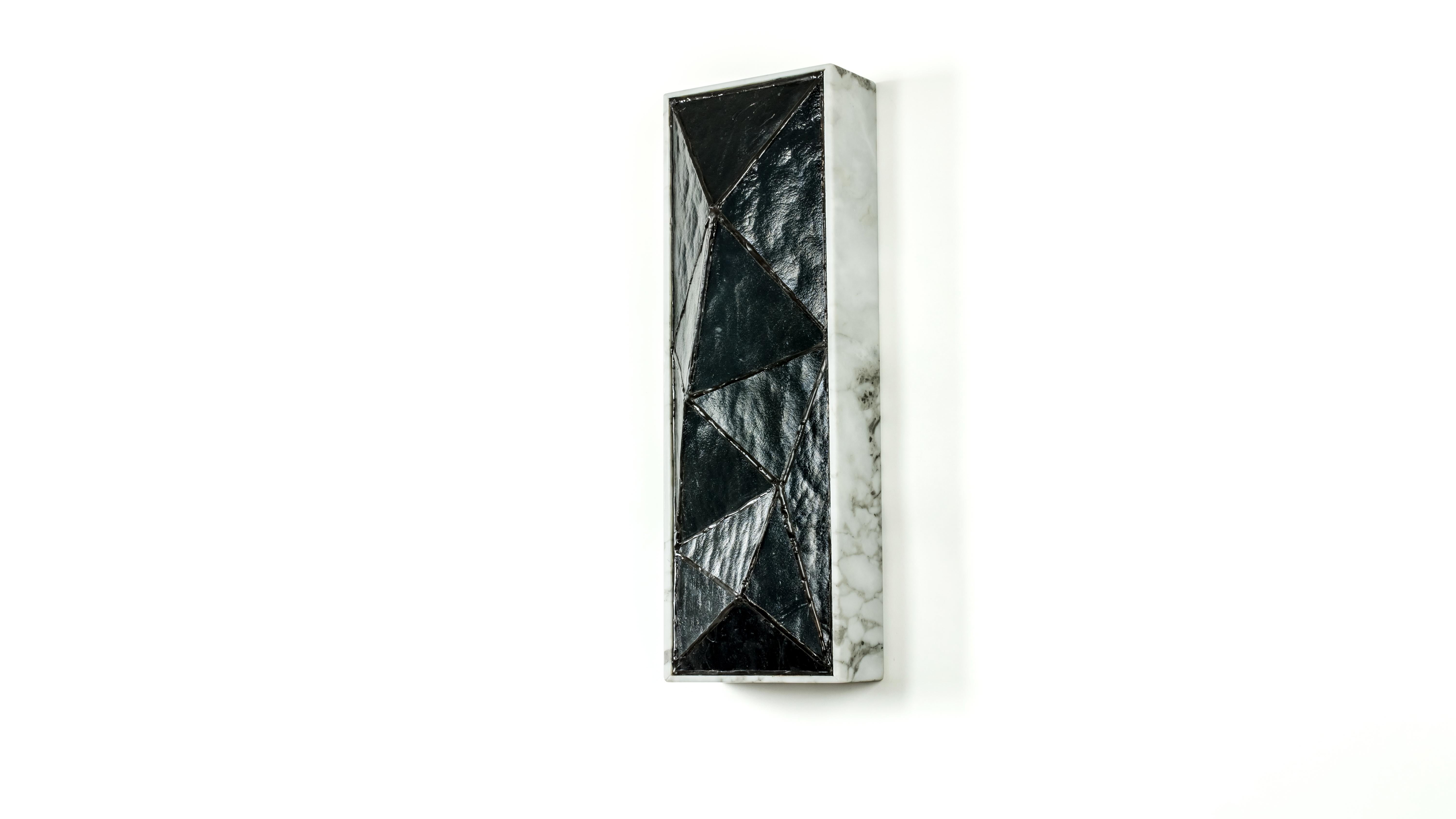 Gem_Stone, Contemporary Wall Sconce in Glass and Carrera Marble by Kalin Asenov For Sale 12
