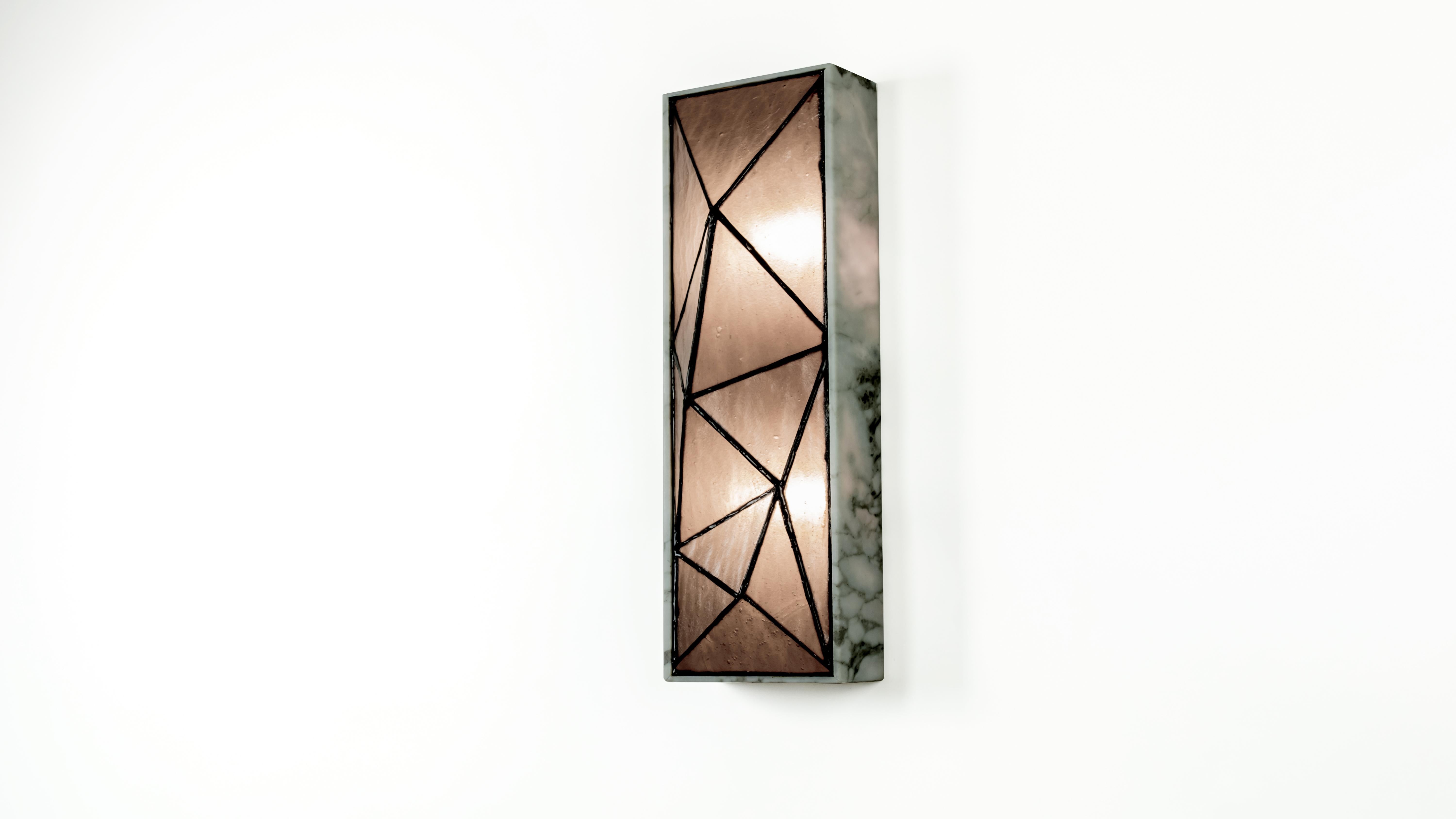Gem_Stone, Contemporary Wall Sconce in Glass and Carrera Marble by Kalin Asenov For Sale 13