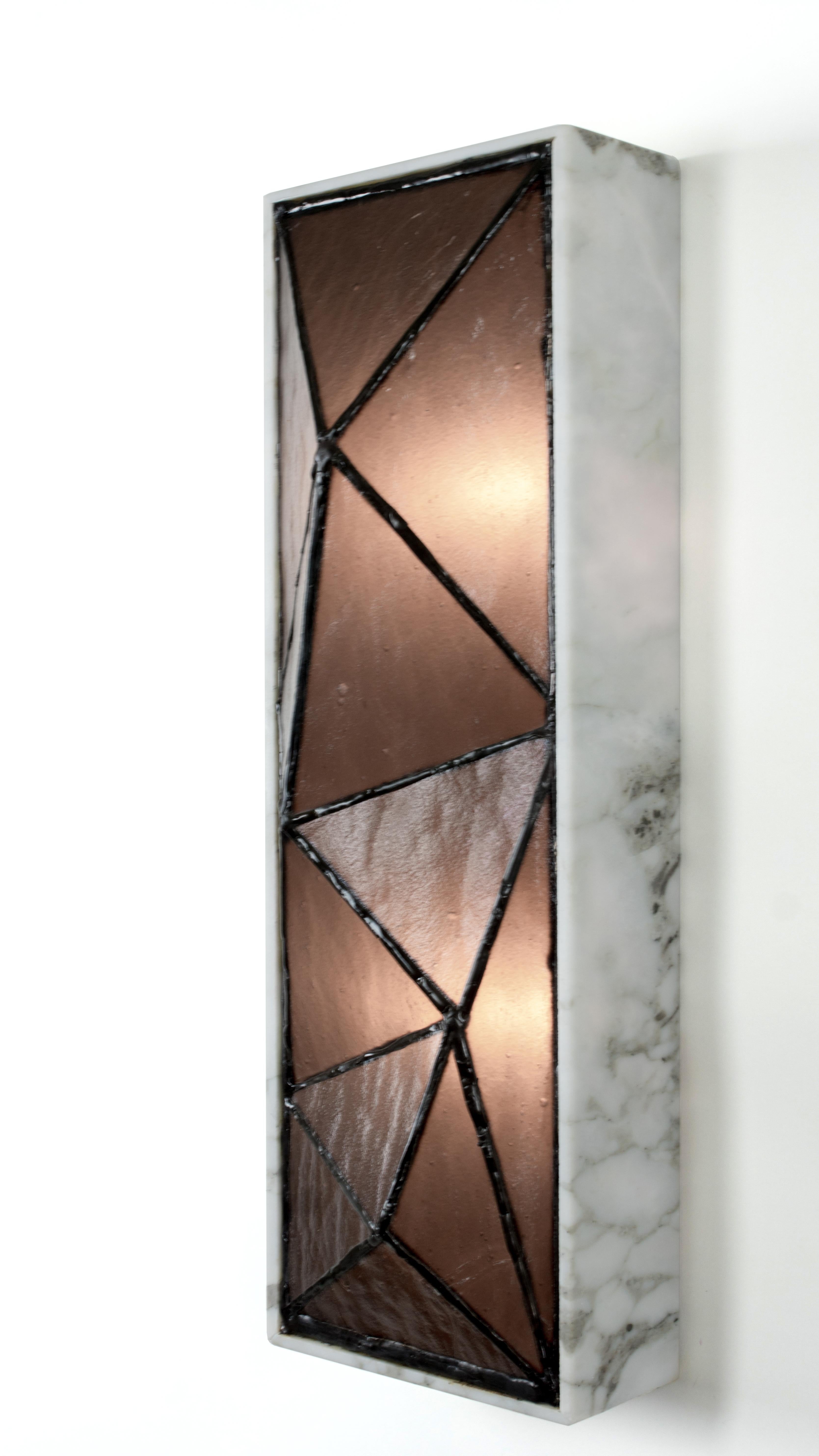 Gem_Stone, Contemporary Wall Sconce in Glass and Carrera Marble by Kalin Asenov For Sale 14
