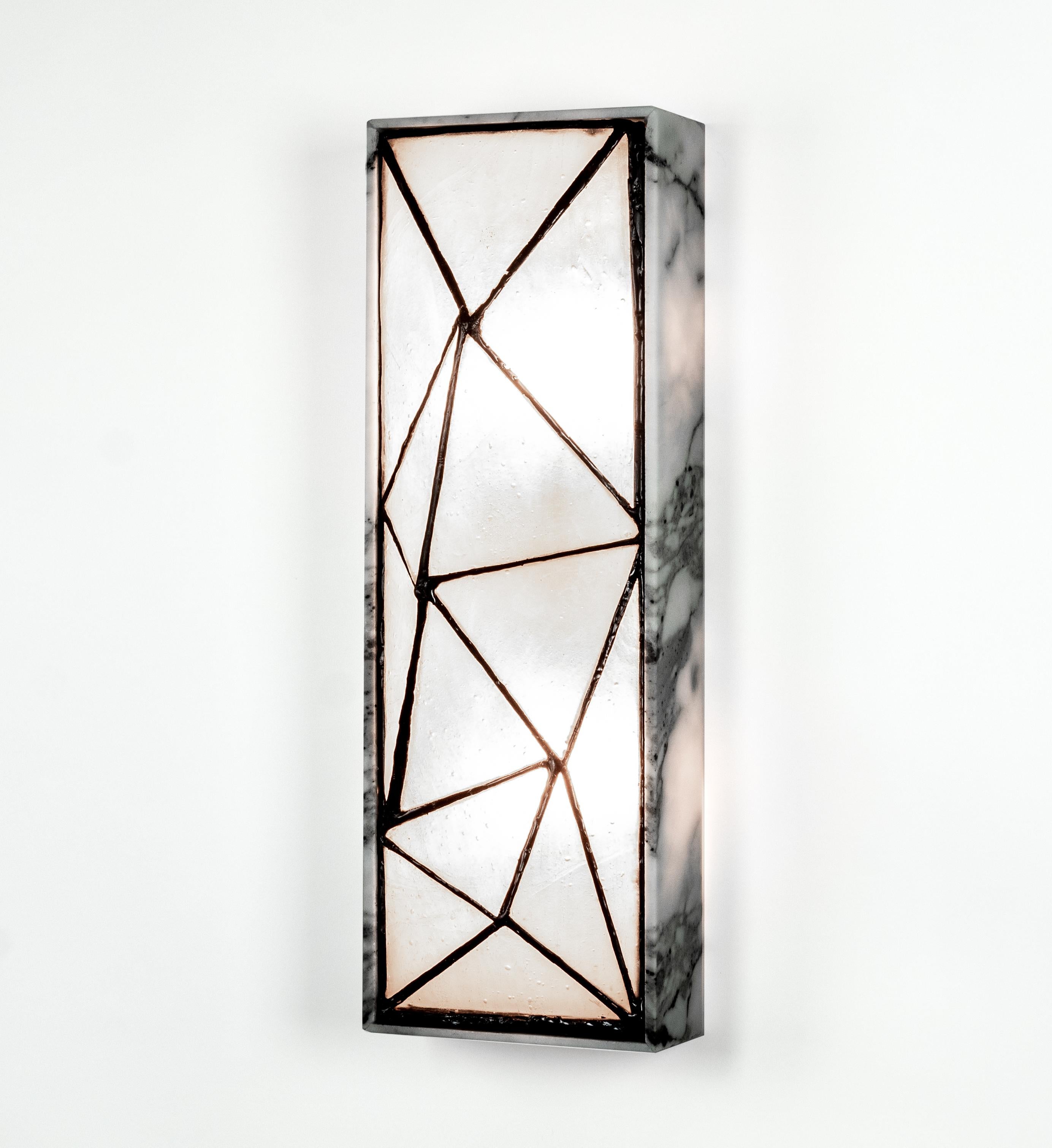 Gem_Stone, Contemporary Wall Sconce in Glass and Carrera Marble by Kalin Asenov For Sale 4