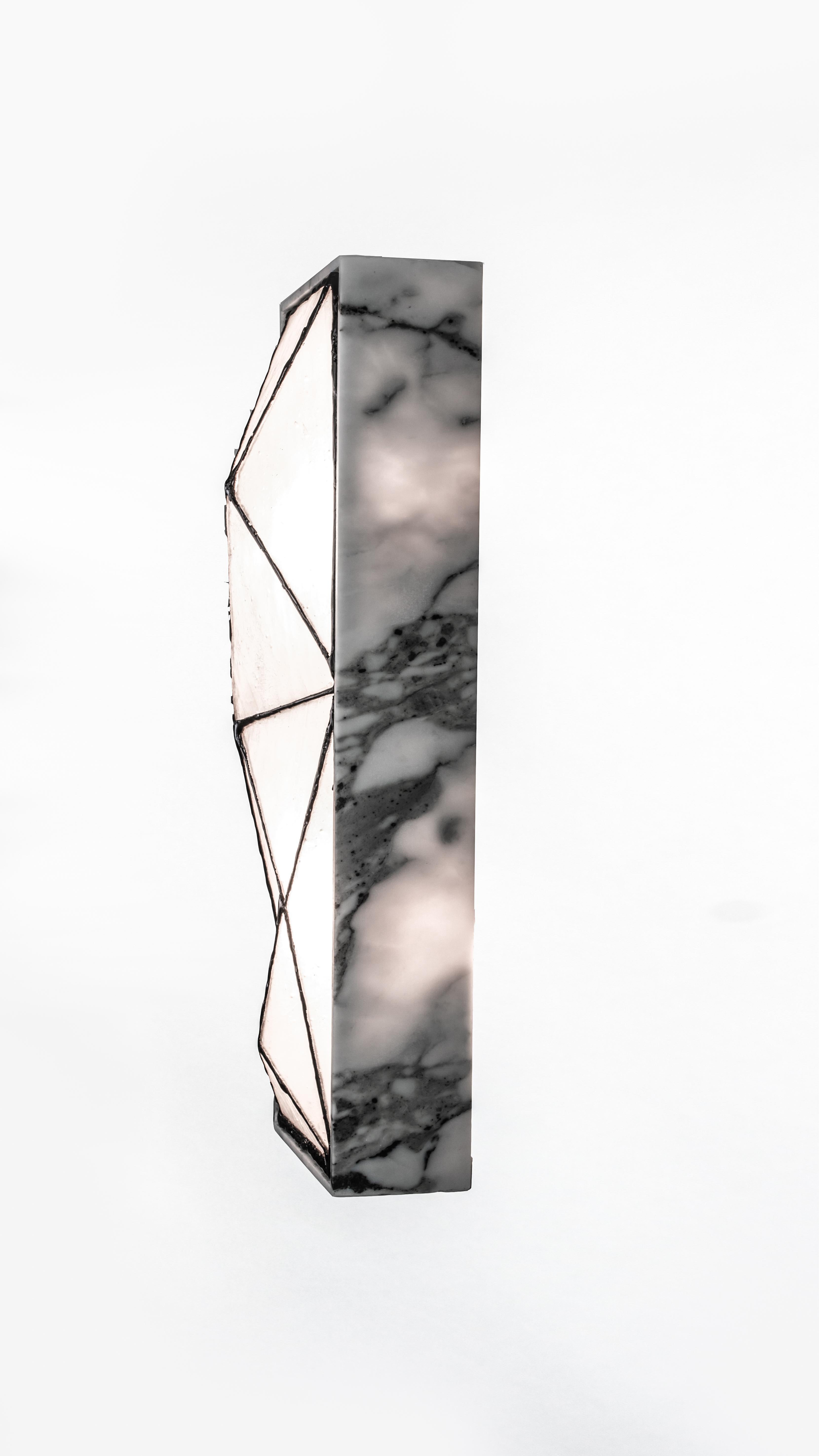 Gem_Stone, Contemporary Wall Sconce in Glass and Carrera Marble by Kalin Asenov For Sale 3