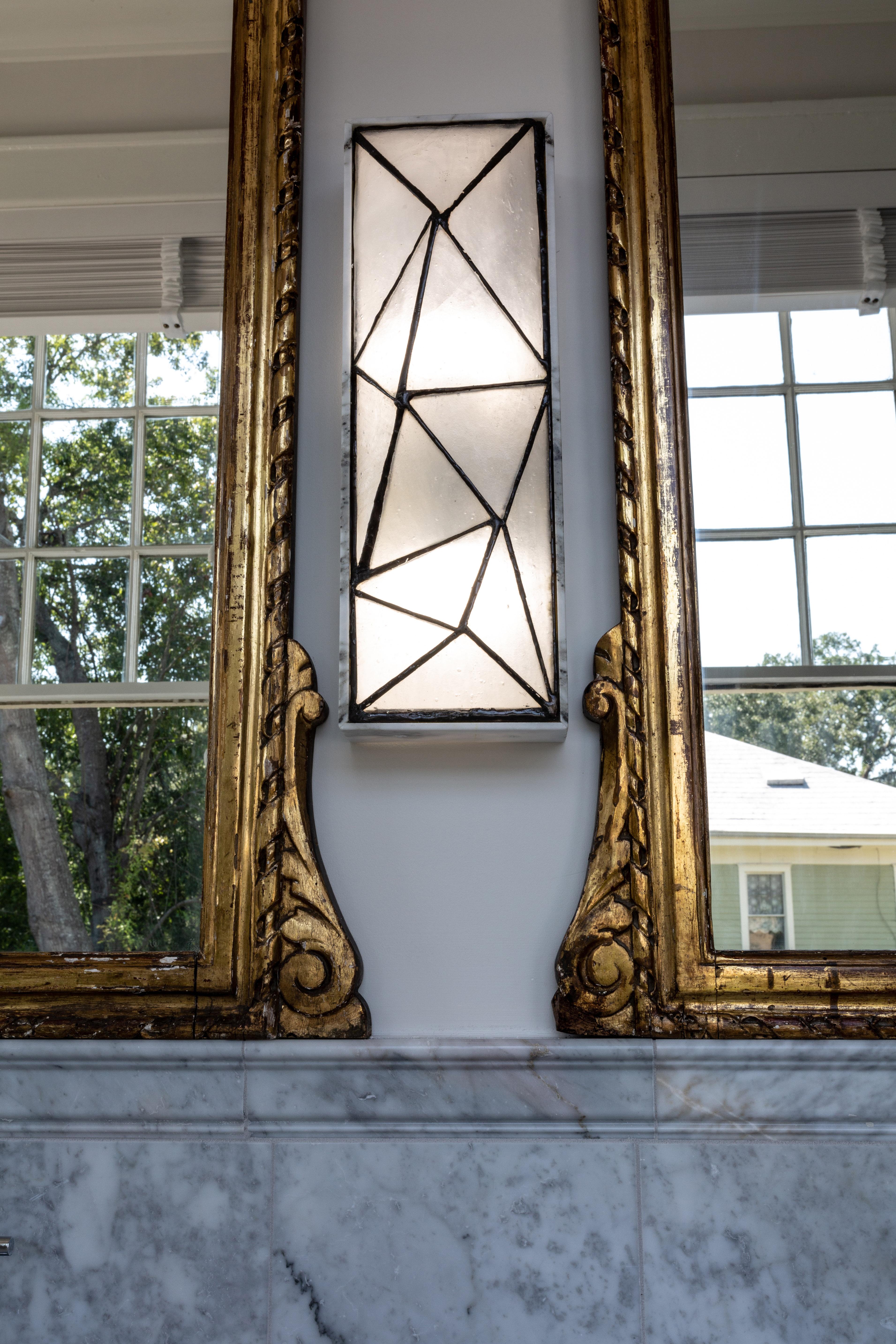 Gem_Stone, Contemporary Wall Sconce in Glass and Carrera Marble by Kalin Asenov For Sale 1