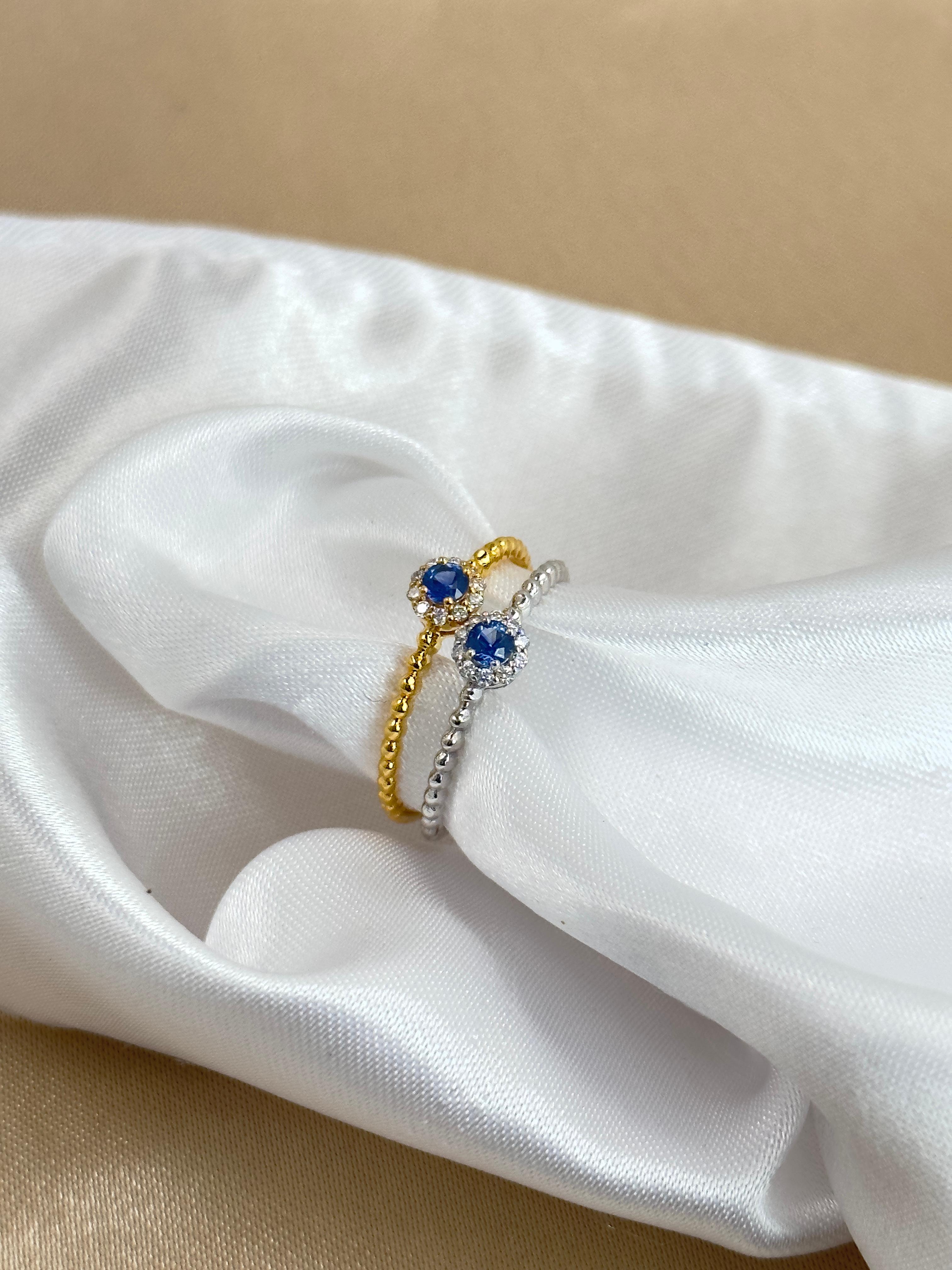 Modern Gemstone & Diamond Solitaire Ring, Stackable Diamond Rings, Birthstone Rings 18k For Sale