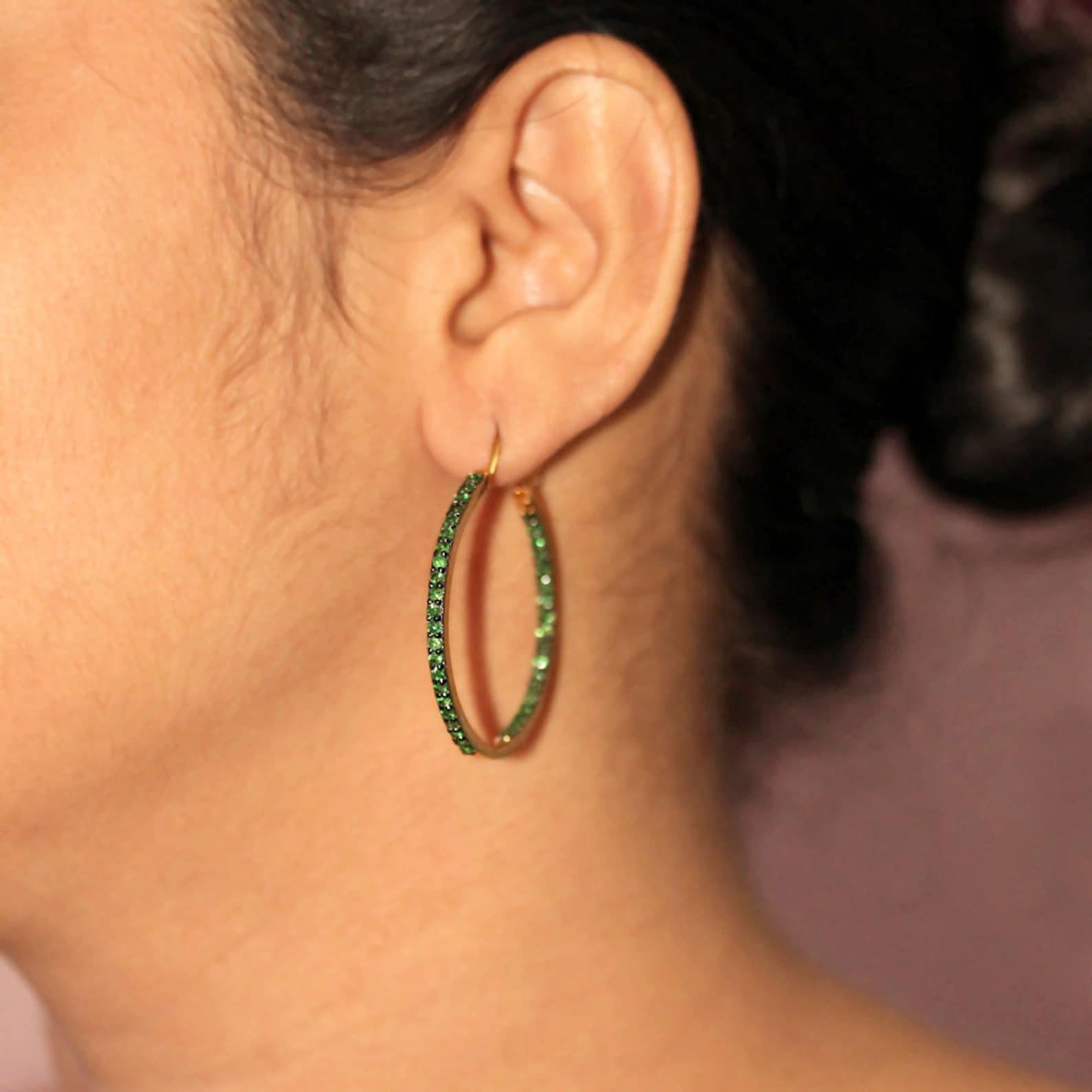 Gemstone Earring 925 Sterling Silver Tsavorite Earrings Anniversary Gift Present In New Condition For Sale In Chicago, IL