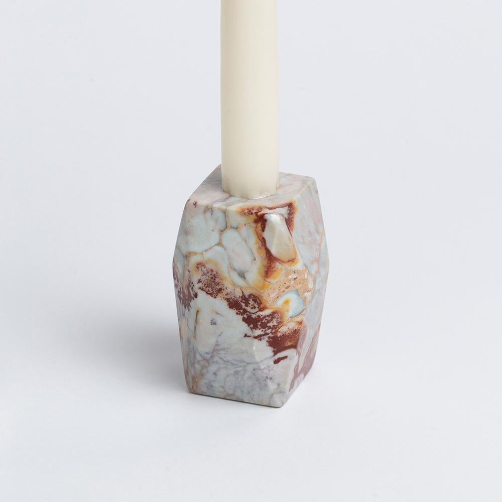 Péruvien Bougeoir à facettes Gemstone - pierre crémeuse en vente