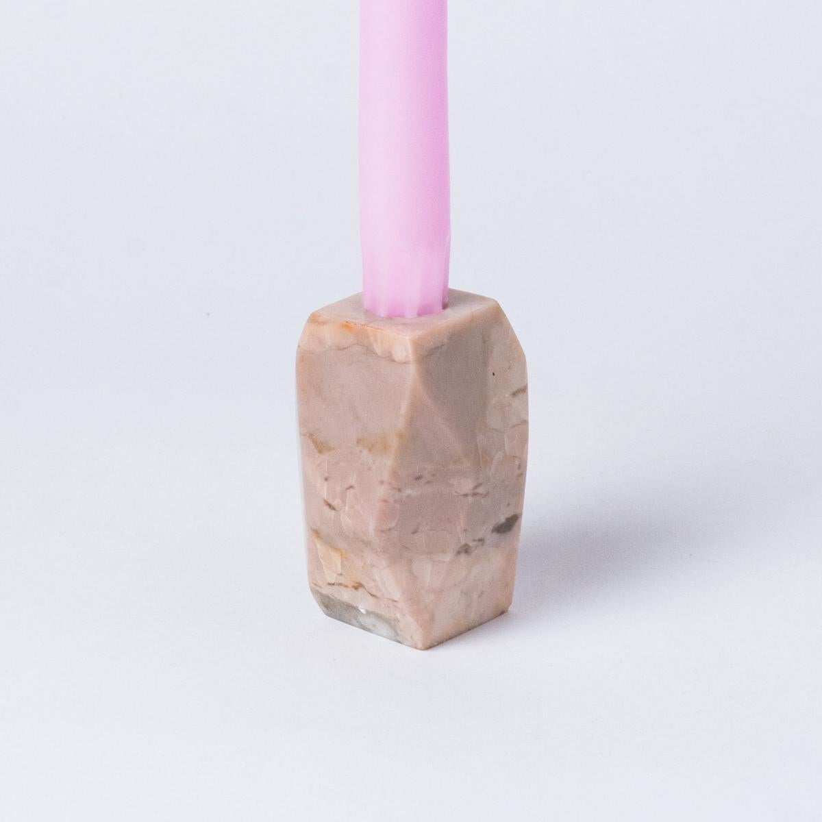 Péruvien Bougeoir à facettes Gemstone - pierre crémeuse en vente