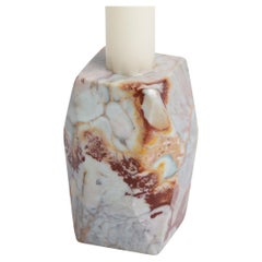 Gemstone faceted taper candle candelabra – creamy stone
