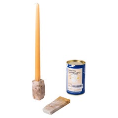 Gemstone faceted taper candle candelabra – creamy stone