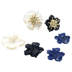 Vestes à boucles d'oreilles « Stamen » à motifs floraux en or 18 carats et diamants jaunes