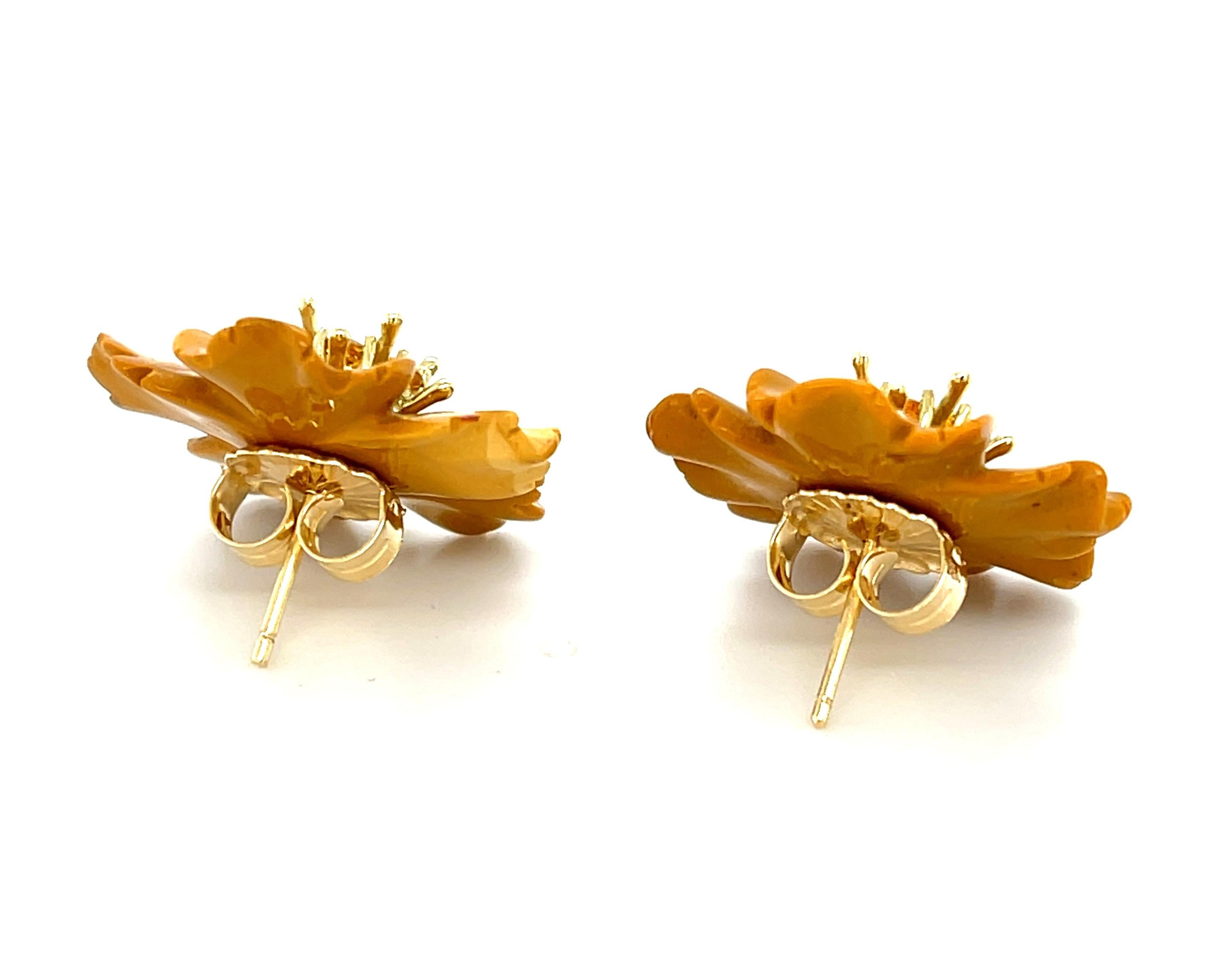 Gemstone Flower Earring Jackets with 18K Gold and Yellow Sapphires Stud Earrings In New Condition For Sale In Los Angeles, CA