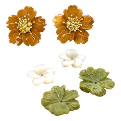 Orecchini a fiore in pietra preziosa con oro 18 carati e zaffiri gialli