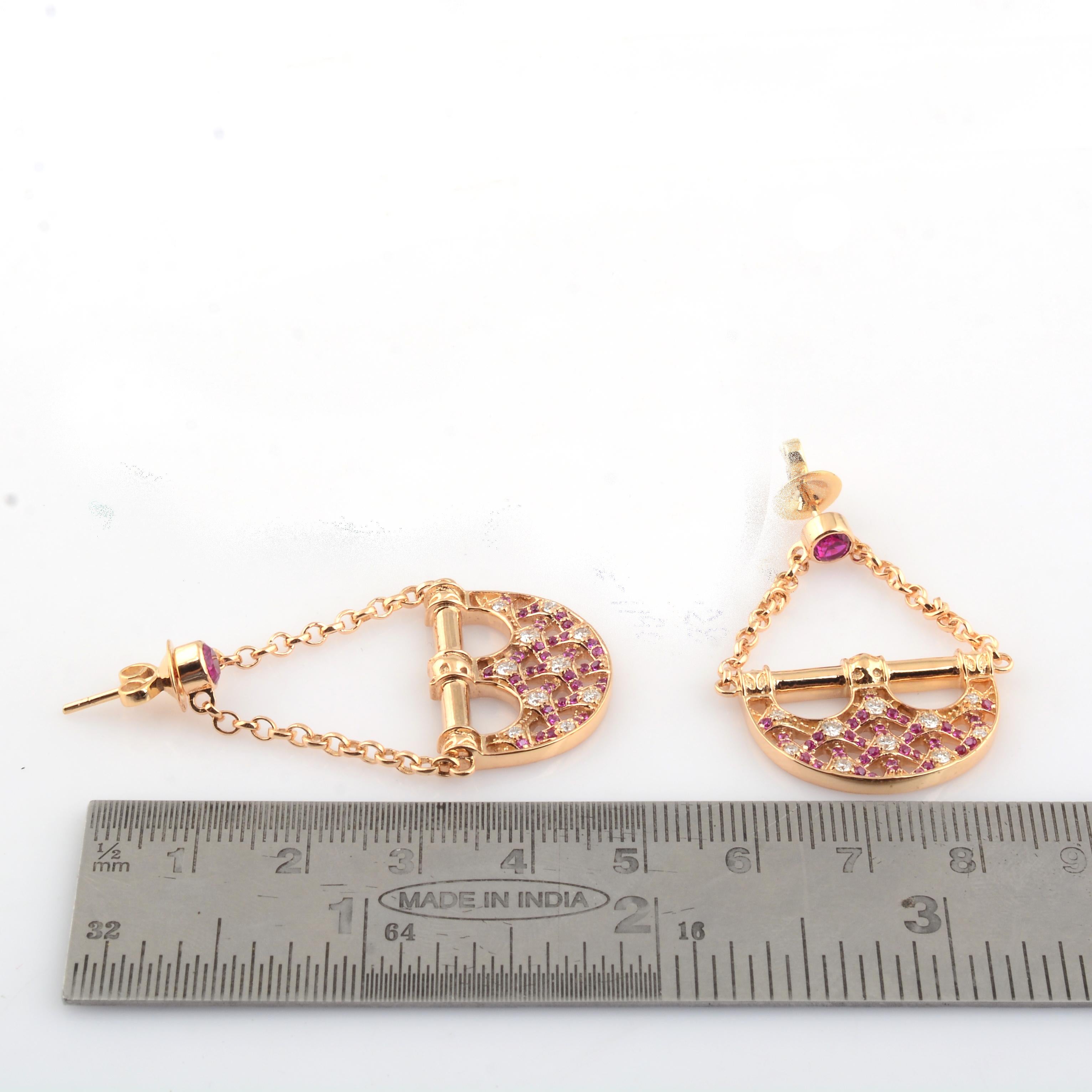 Round Cut Gemstone Handbag Design Earrings Diamond 18 Karat Yellow Gold Handmade Jewelry For Sale