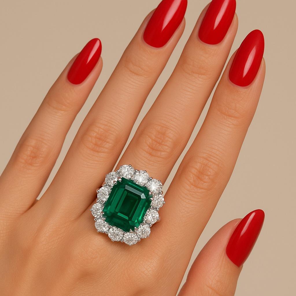 An Extraordinary Gemstone Masterpiece

Discover the unparalleled beauty of this super rare 9.15-carat Colombian Emerald, certified by Gübelin as having minor oil enhancement—the most coveted standard for natural emeralds. Its vivid green hue