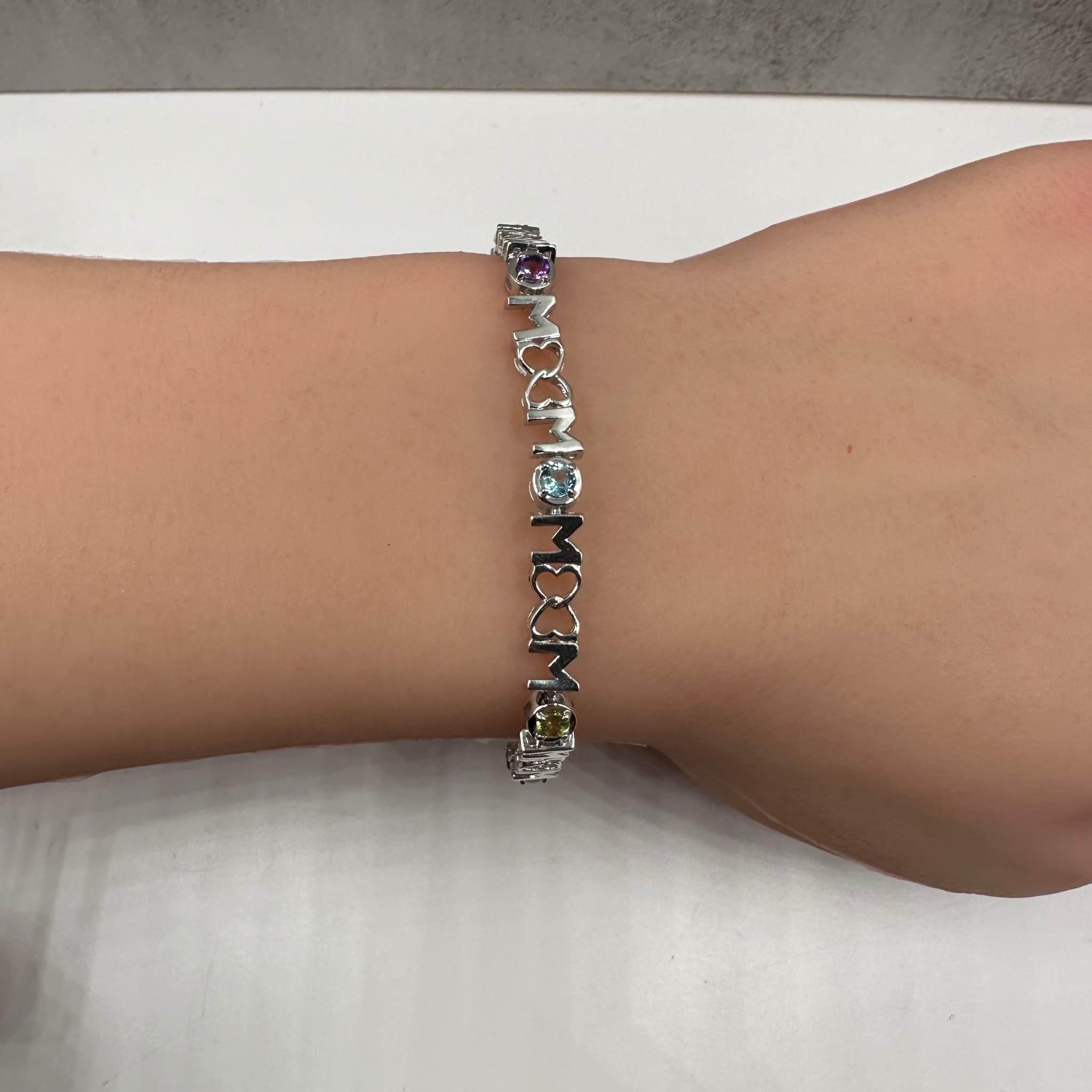 Bracelet « Mme » en argent sterling - 1 carat d'améthyste, topaze, grenat, citrine Pour femmes en vente