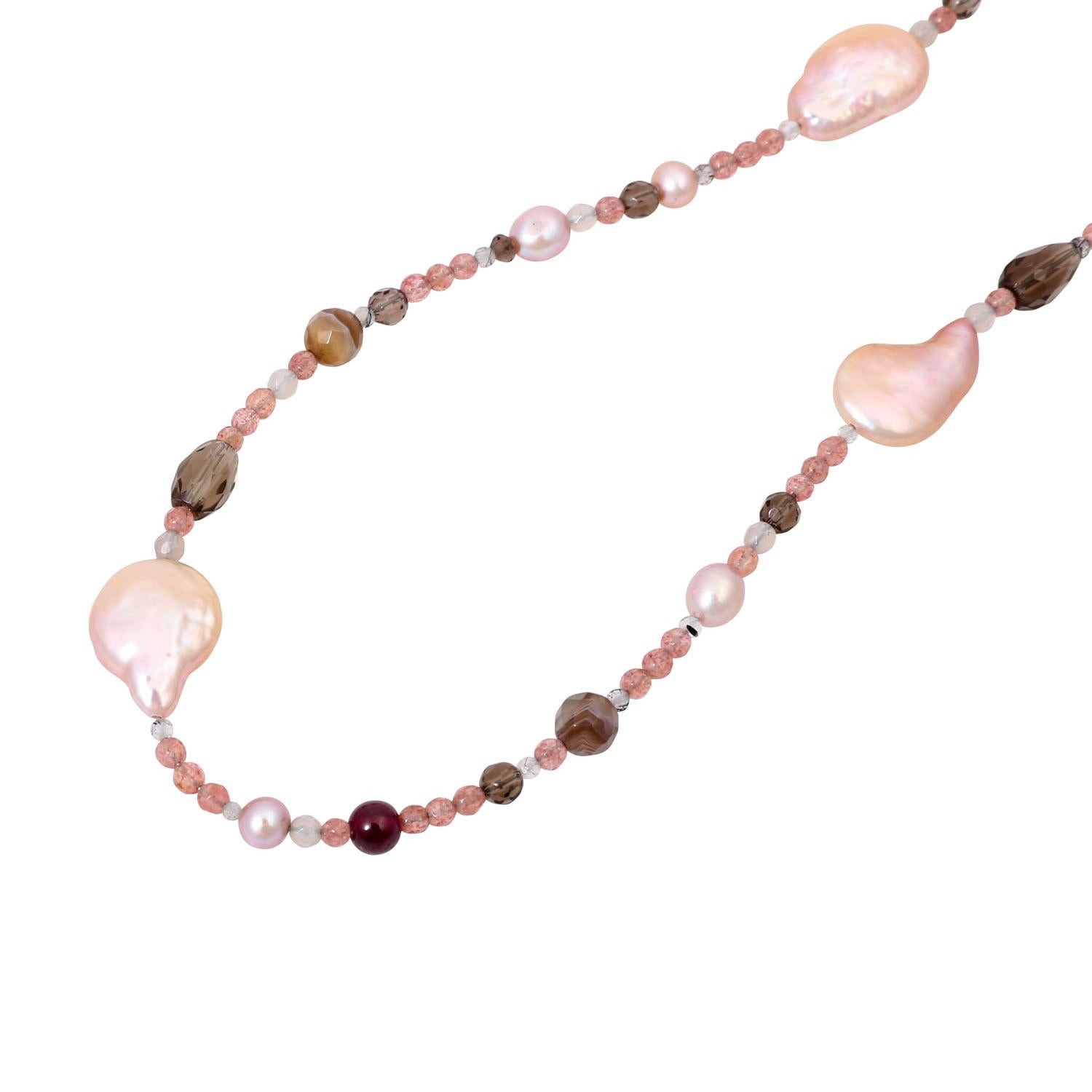 Gemstone necklace with agates In Excellent Condition For Sale In Stuttgart, BW