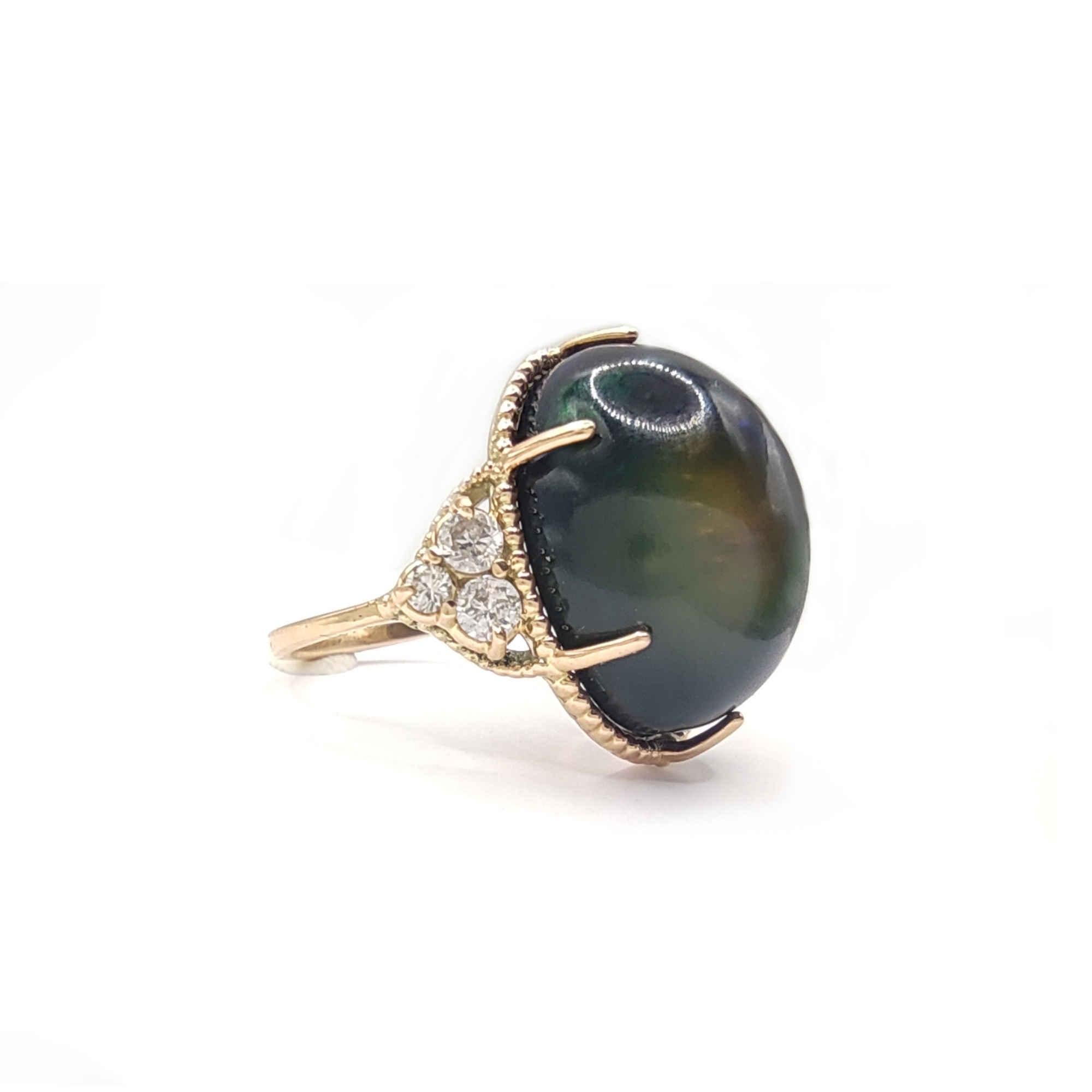 Gemstone Opal 14k Gold Ring  Diamon ring Gift for Her Ring woman Ring Birthday  4
