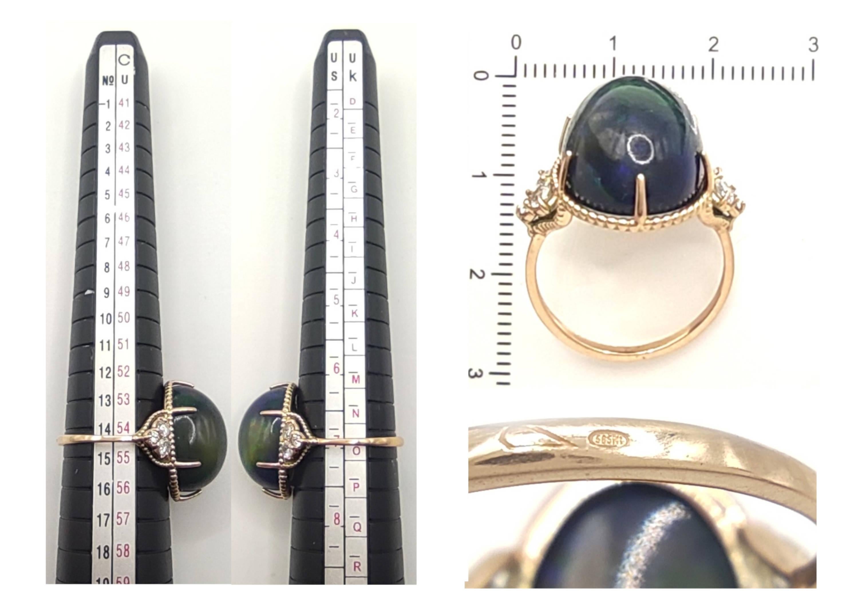 Gemstone Opal 14k Gold Ring  Diamon ring Gift for Her Ring woman Ring Birthday  7