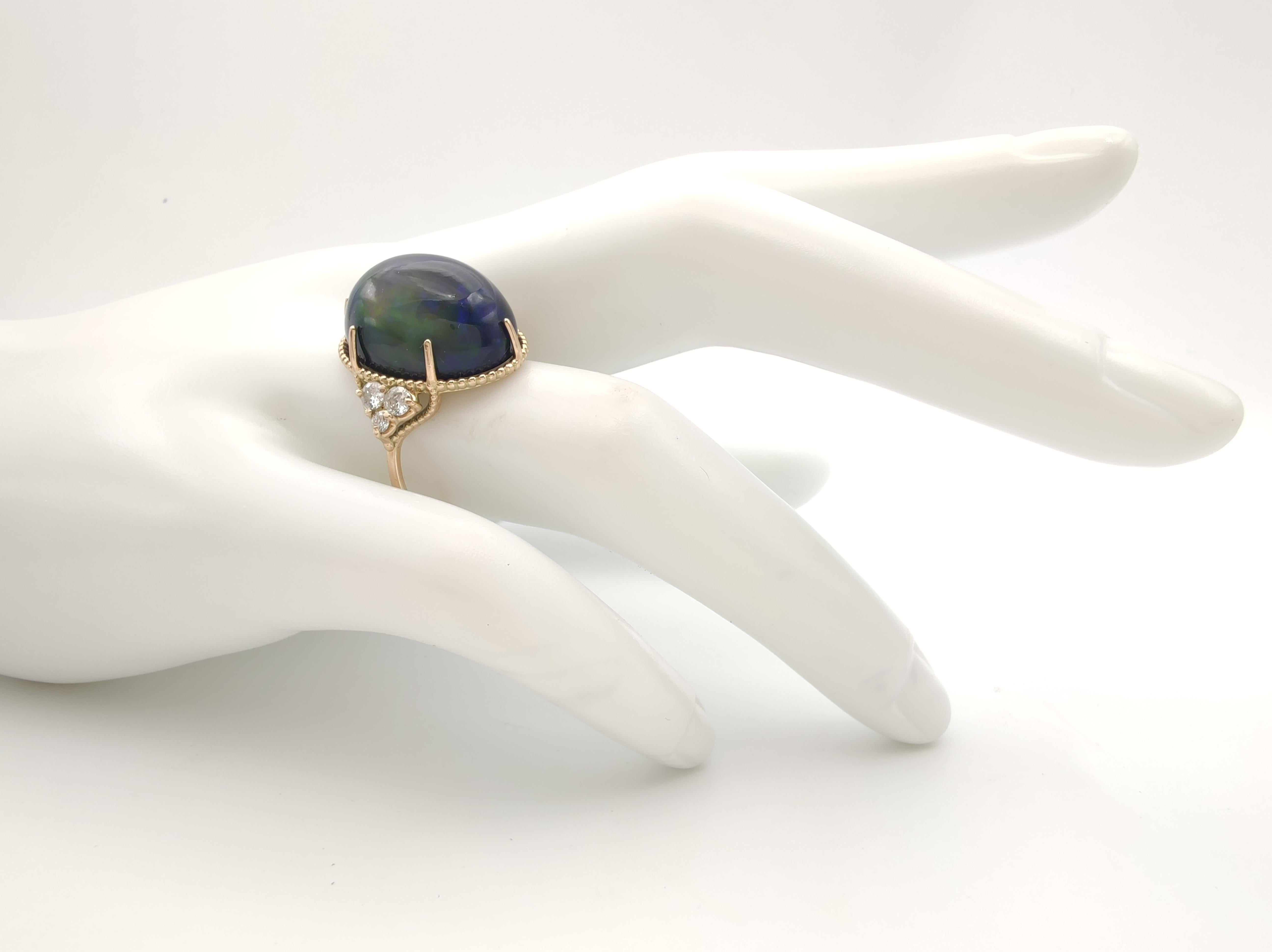 Contemporary Gemstone Opal 14k Gold Ring  Diamon ring Gift for Her Ring woman Ring Birthday 