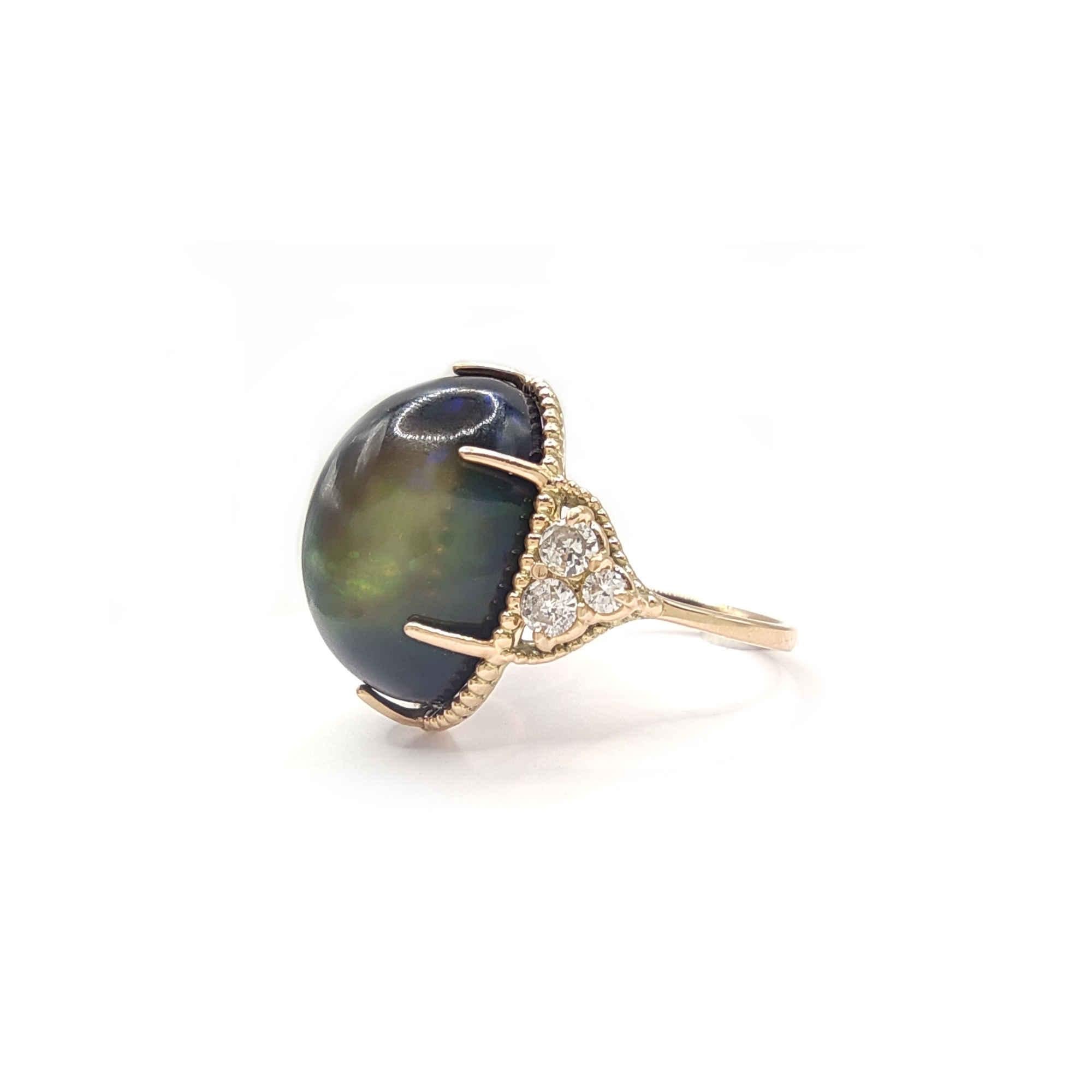 Gemstone Opal 14k Gold Ring  Diamon ring Gift for Her Ring woman Ring Birthday  3