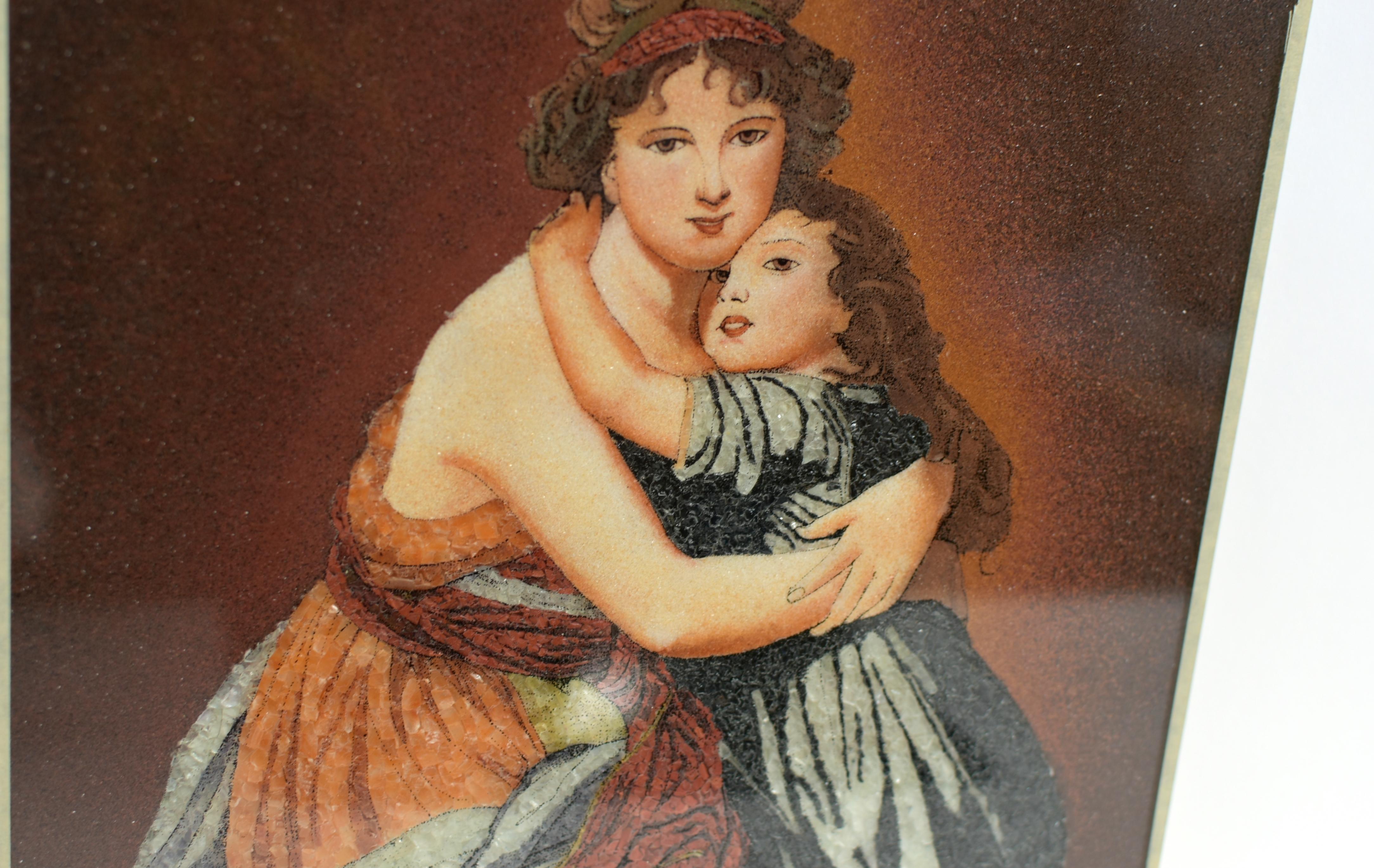 Gemstone Painting of Mother and Child Styled After Elisabeth Vigee Le Brun For Sale 9