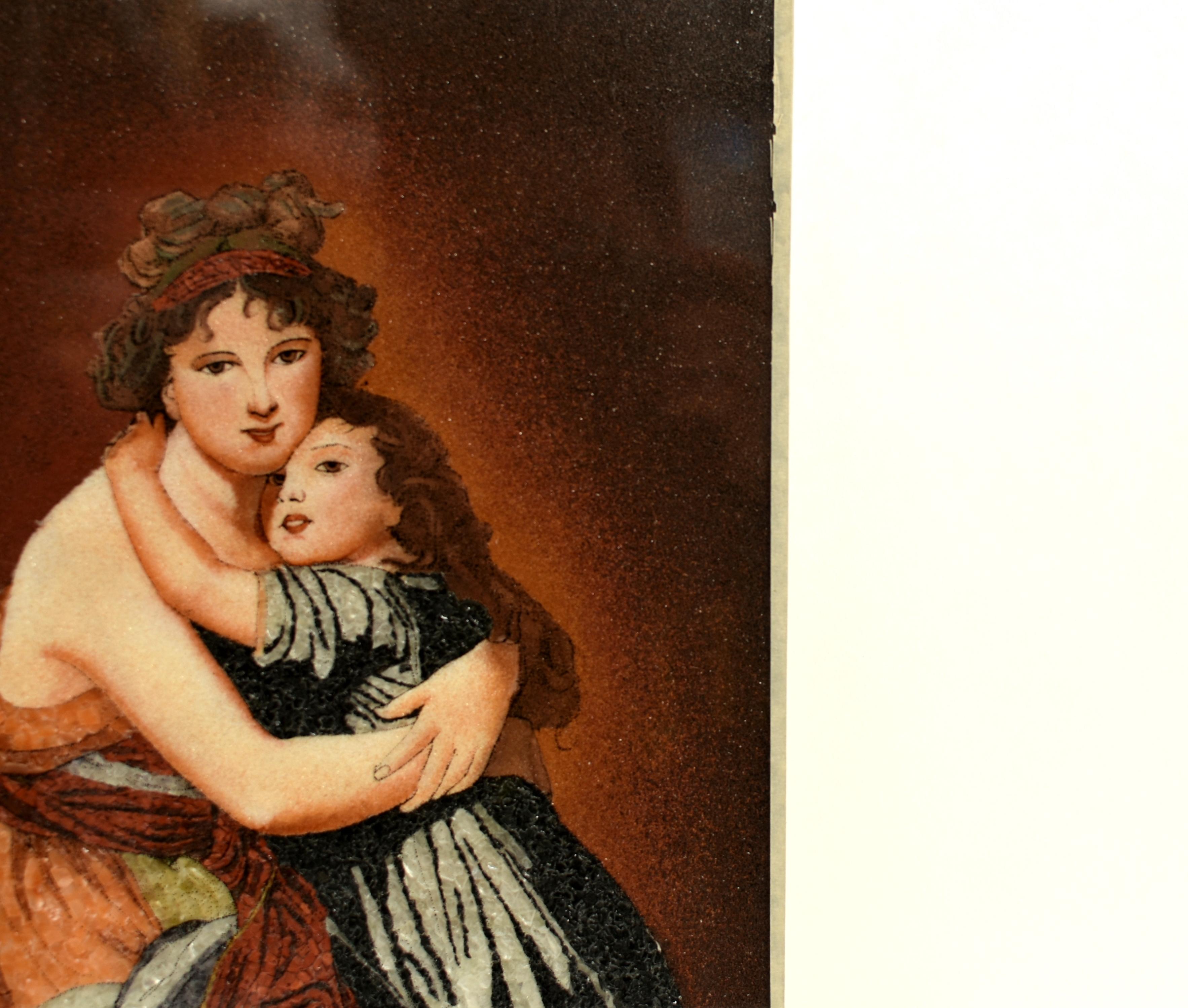 Gemstone Painting of Mother and Child Styled After Elisabeth Vigee Le Brun For Sale 4