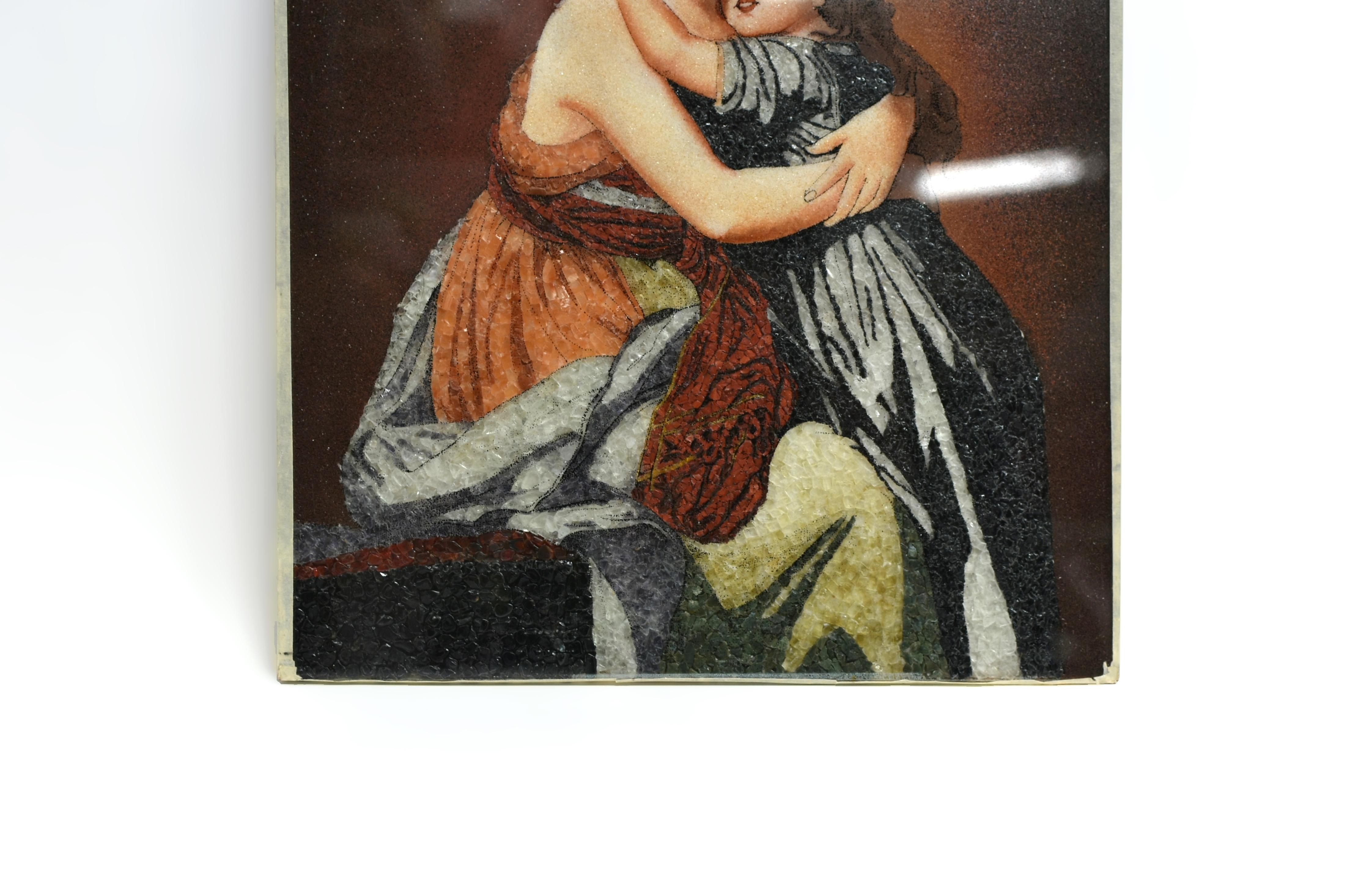 Gemstone Painting of Mother and Child Styled After Elisabeth Vigee Le Brun For Sale 2