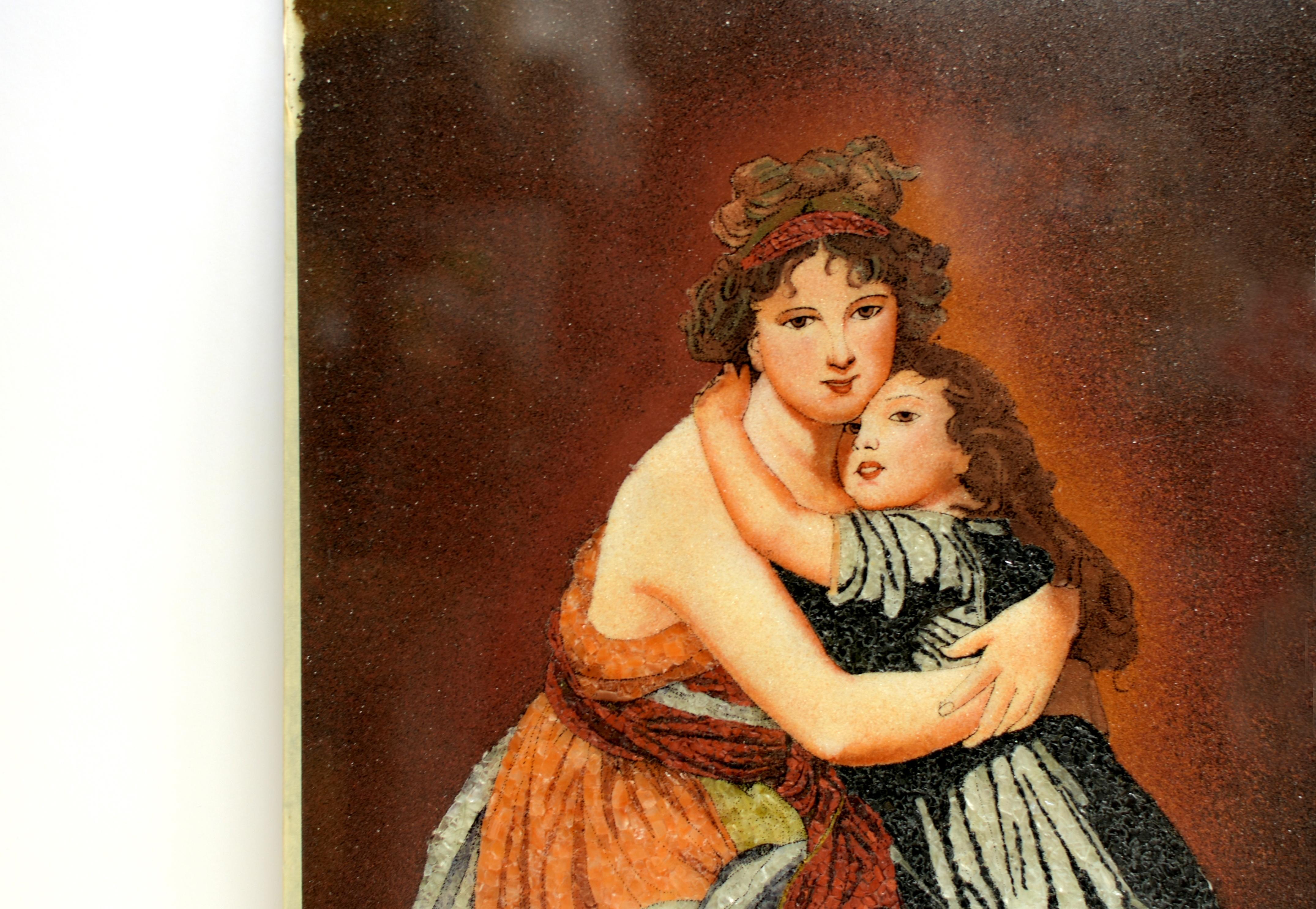 Gemstone Painting of Mother and Child Styled After Elisabeth Vigee Le Brun For Sale 8